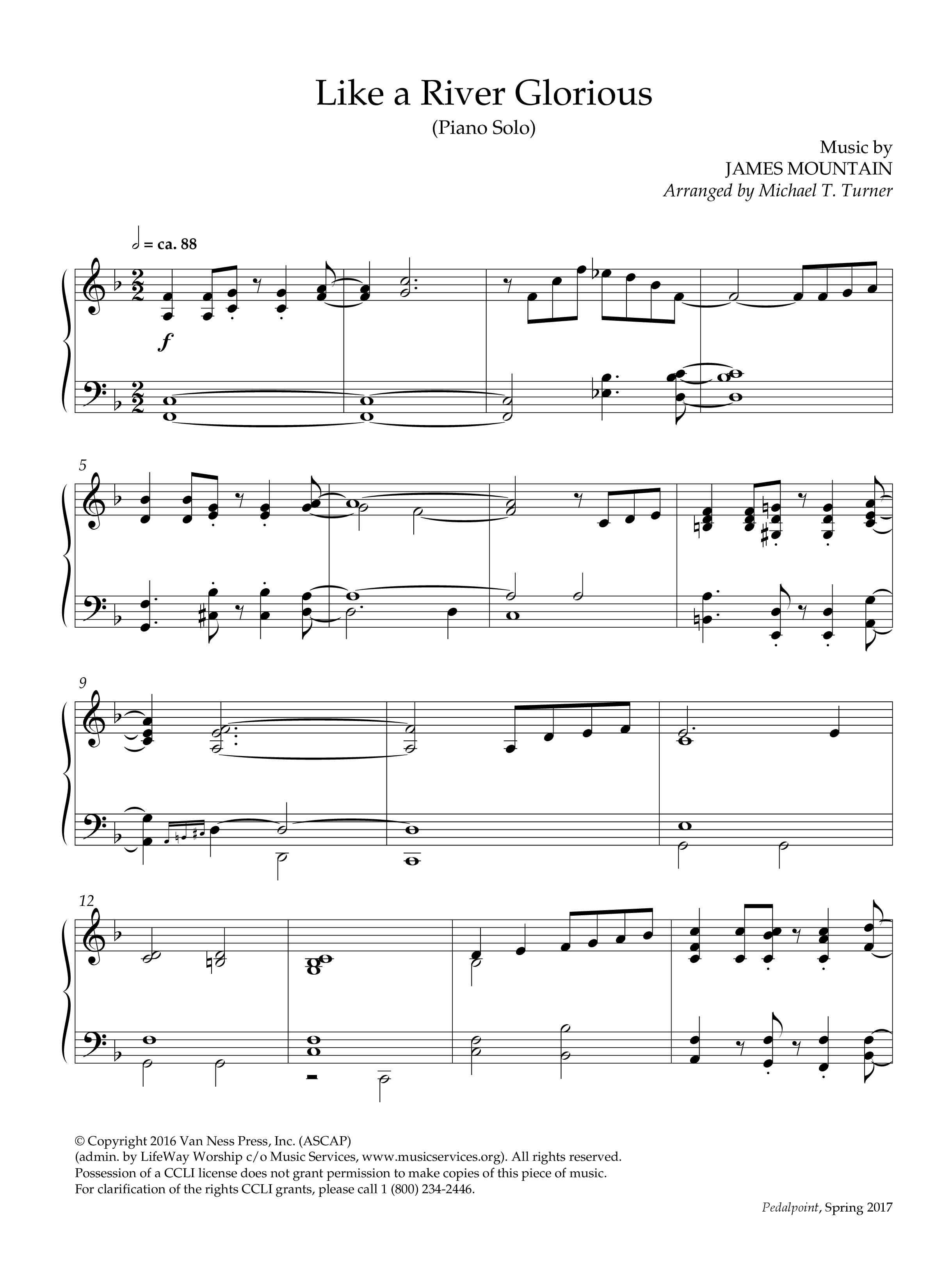 Like A River Glorious (Instrumental) Piano Solo (Lifeway Worship / Arr. Michael T. Turner)