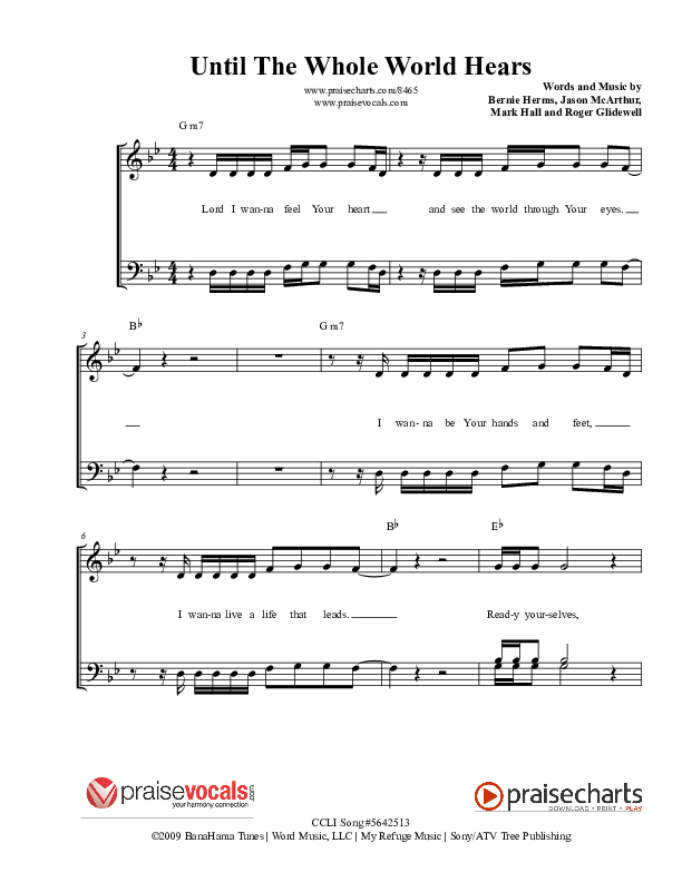 Until The Whole World Hears Lead Sheet (PraiseVocals)