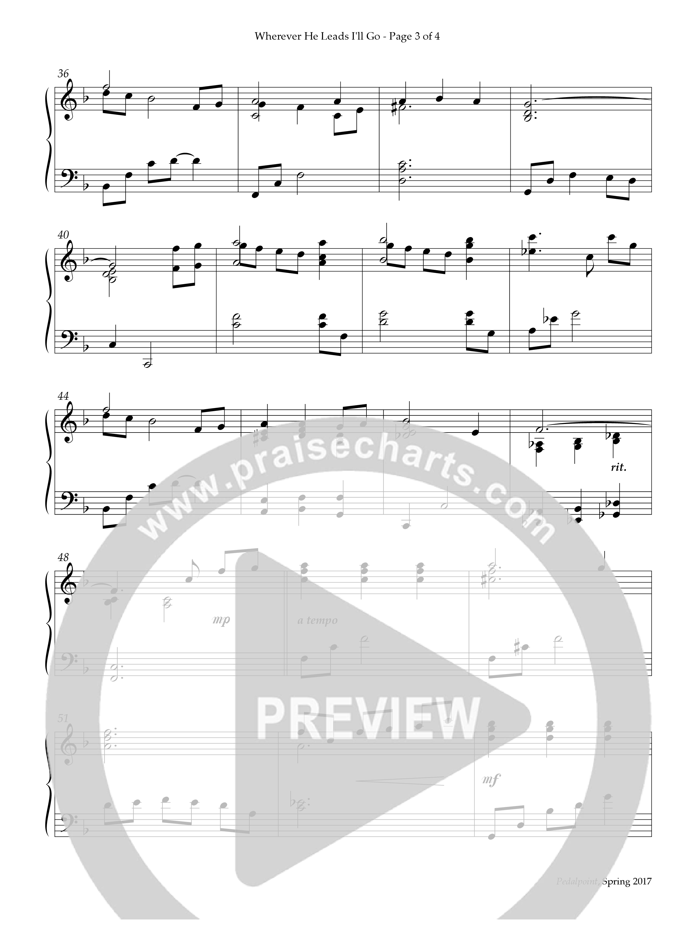 Wherever He Leads I'll Go (Instrumental) Piano Solo (Lifeway Worship / Arr. Stan Pethel)