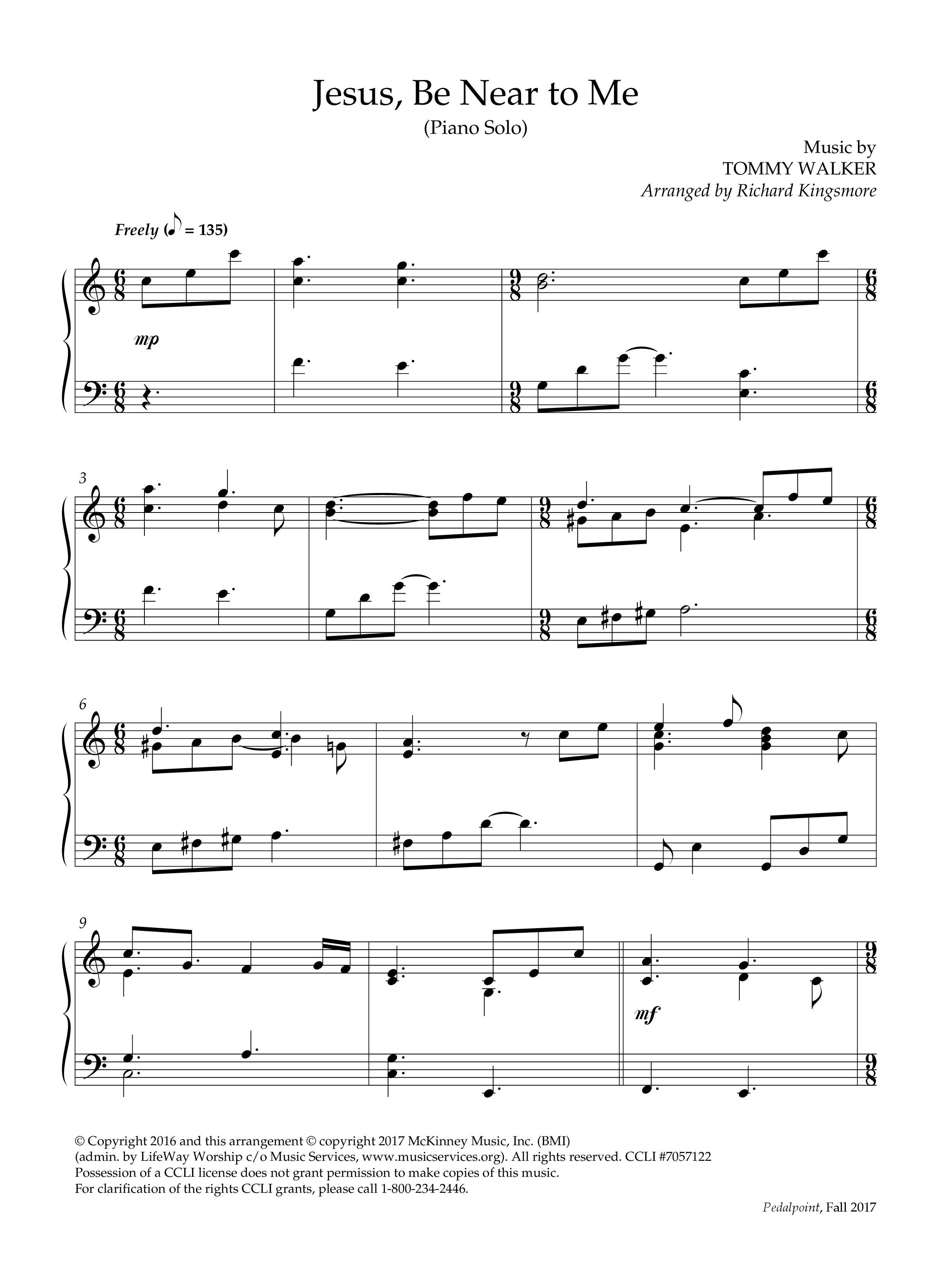 Jesus Be Near To Me (Instrumental) Piano Solo (Lifeway Worship / Arr. Richard Kingsmore)
