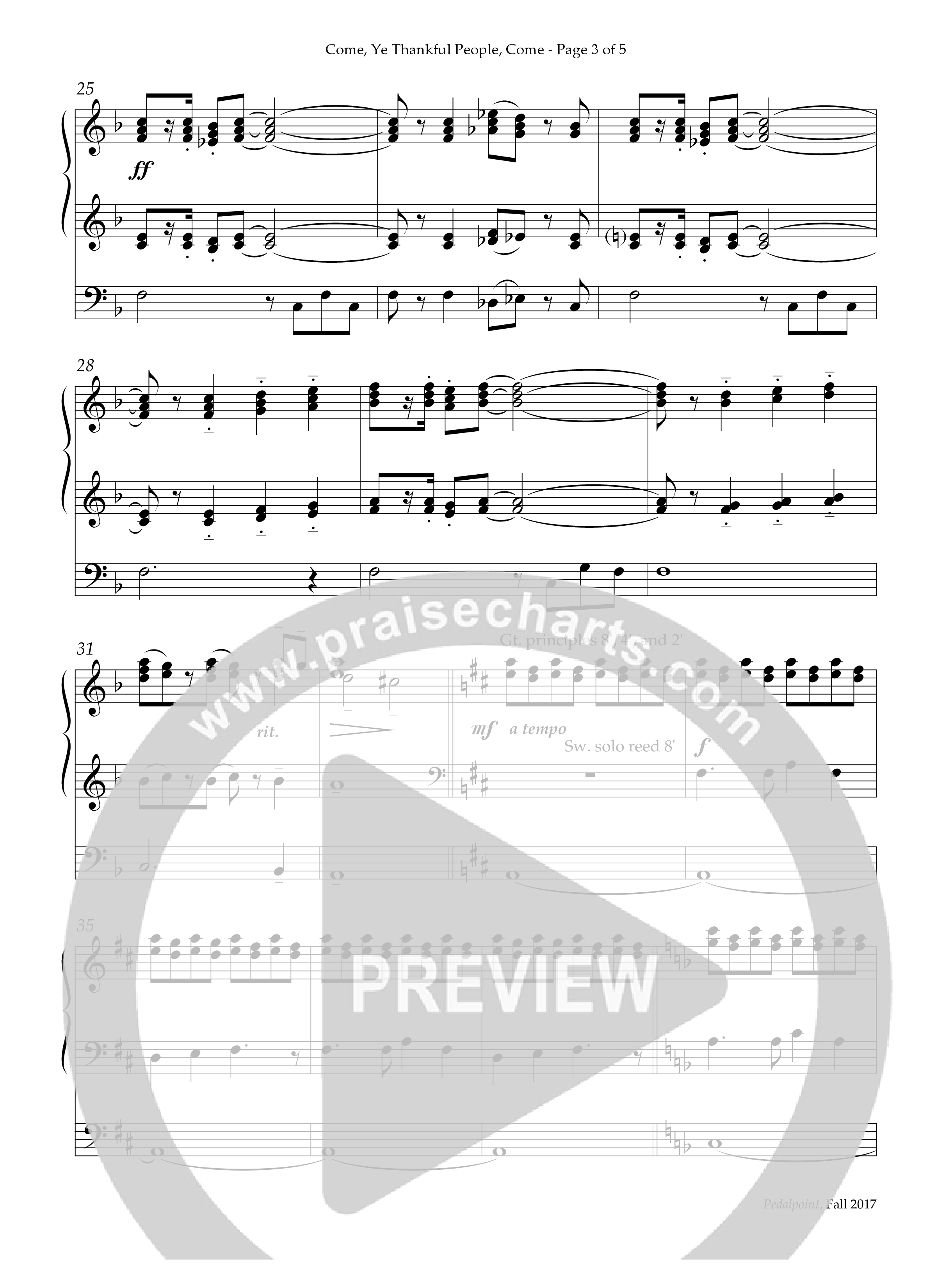 Come Ye Thankful People Come (Instrumental) Organ (Lifeway Worship / Arr. Sandy Wilkinson)