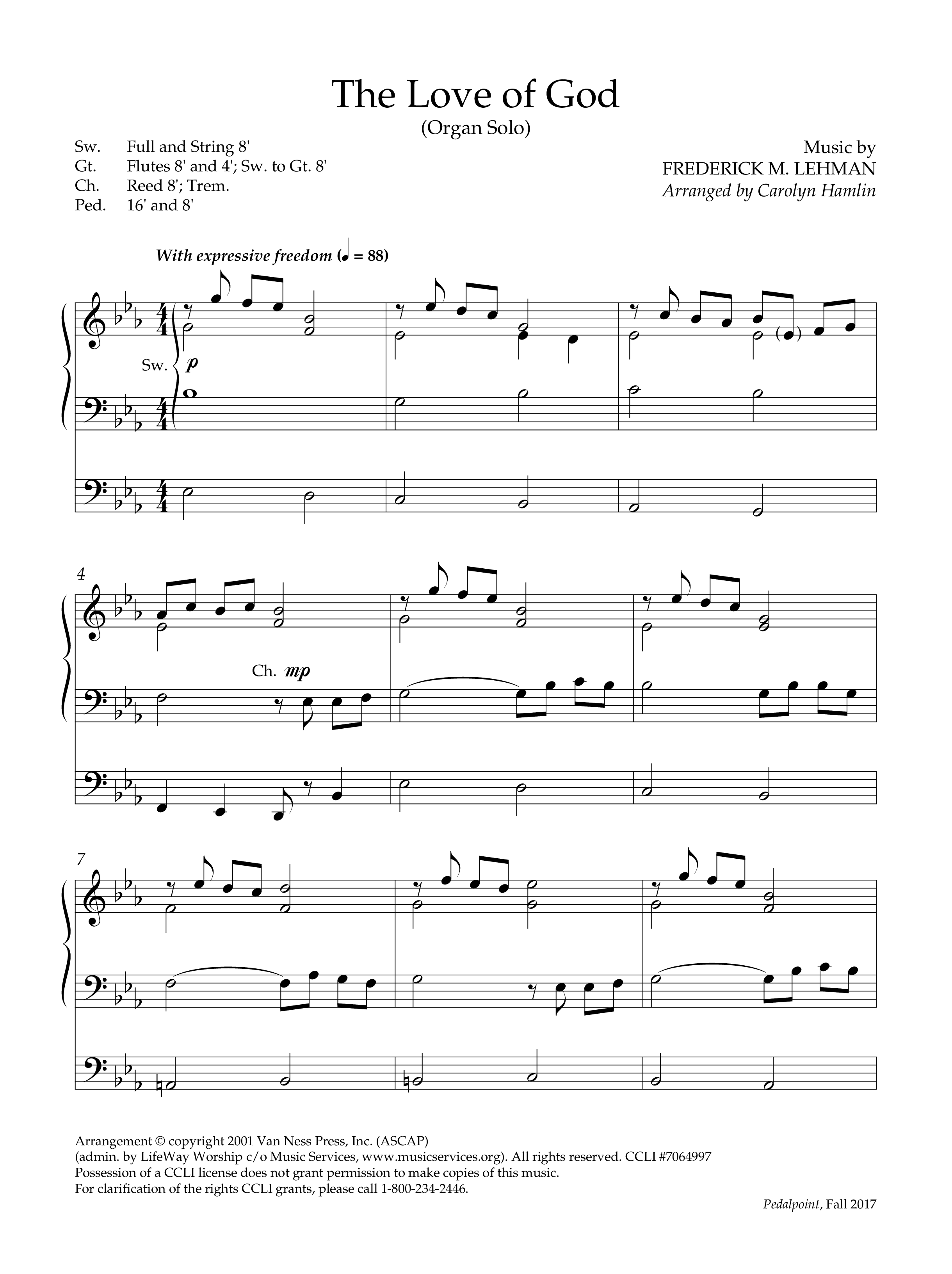 The Love Of God (Instrumental) Organ (Lifeway Worship / Arr. Carolyn Hamlin)