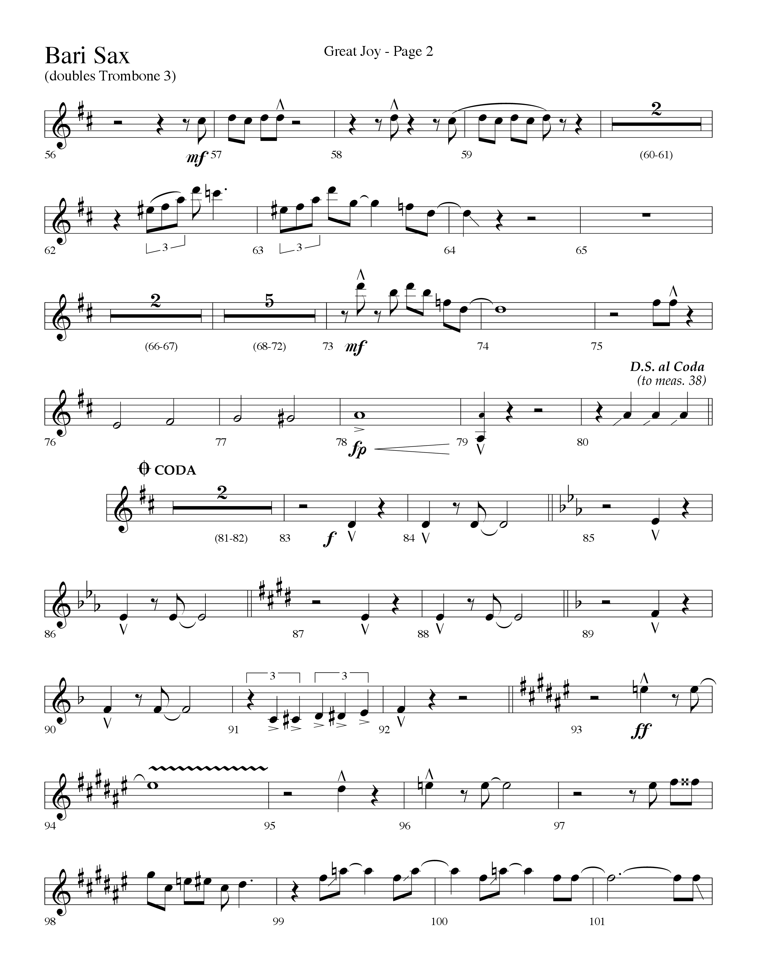 Great Joy (Choral Anthem SATB) Bari Sax (Lifeway Choral / Arr. Dave Williamson)