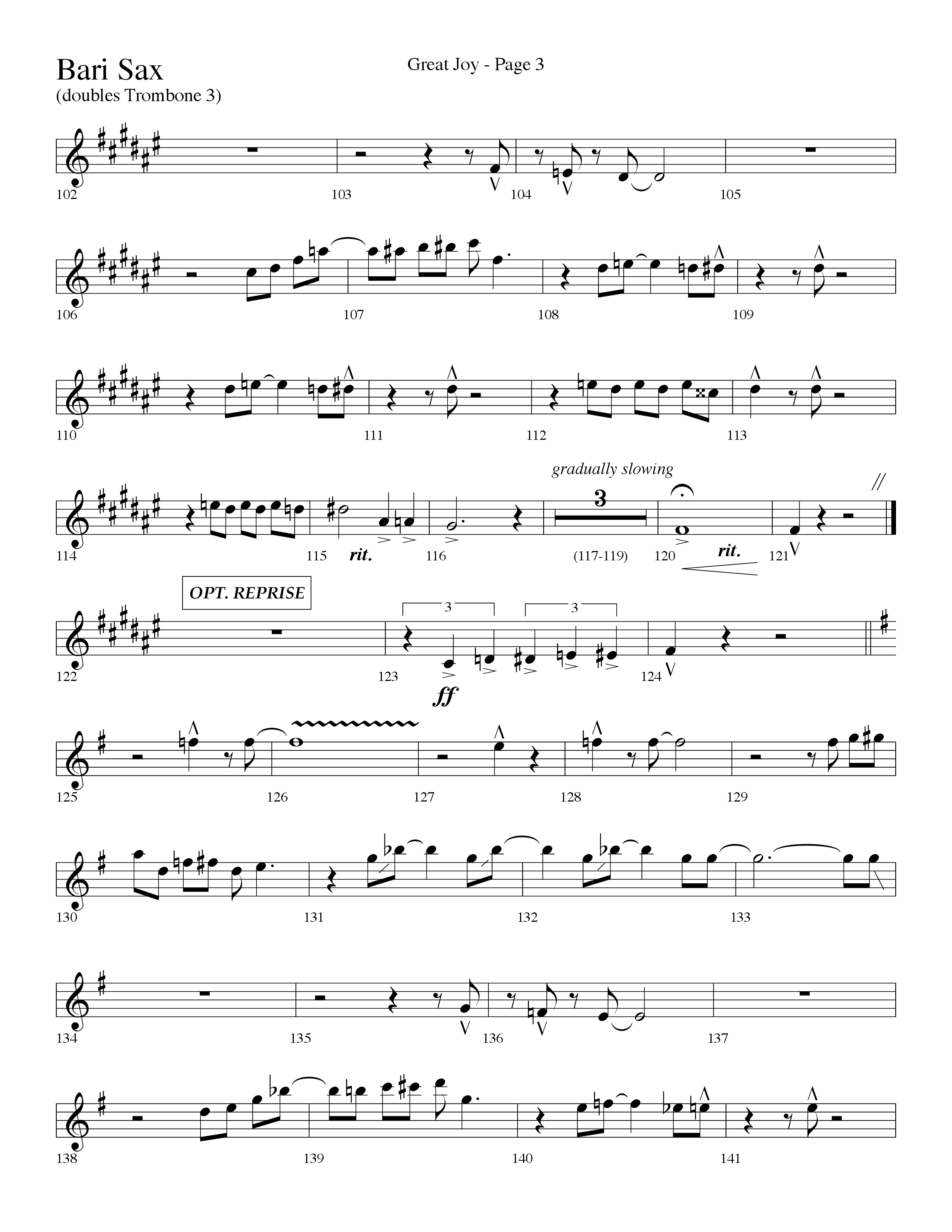 Great Joy (Choral Anthem SATB) Bari Sax (Lifeway Choral / Arr. Dave Williamson)