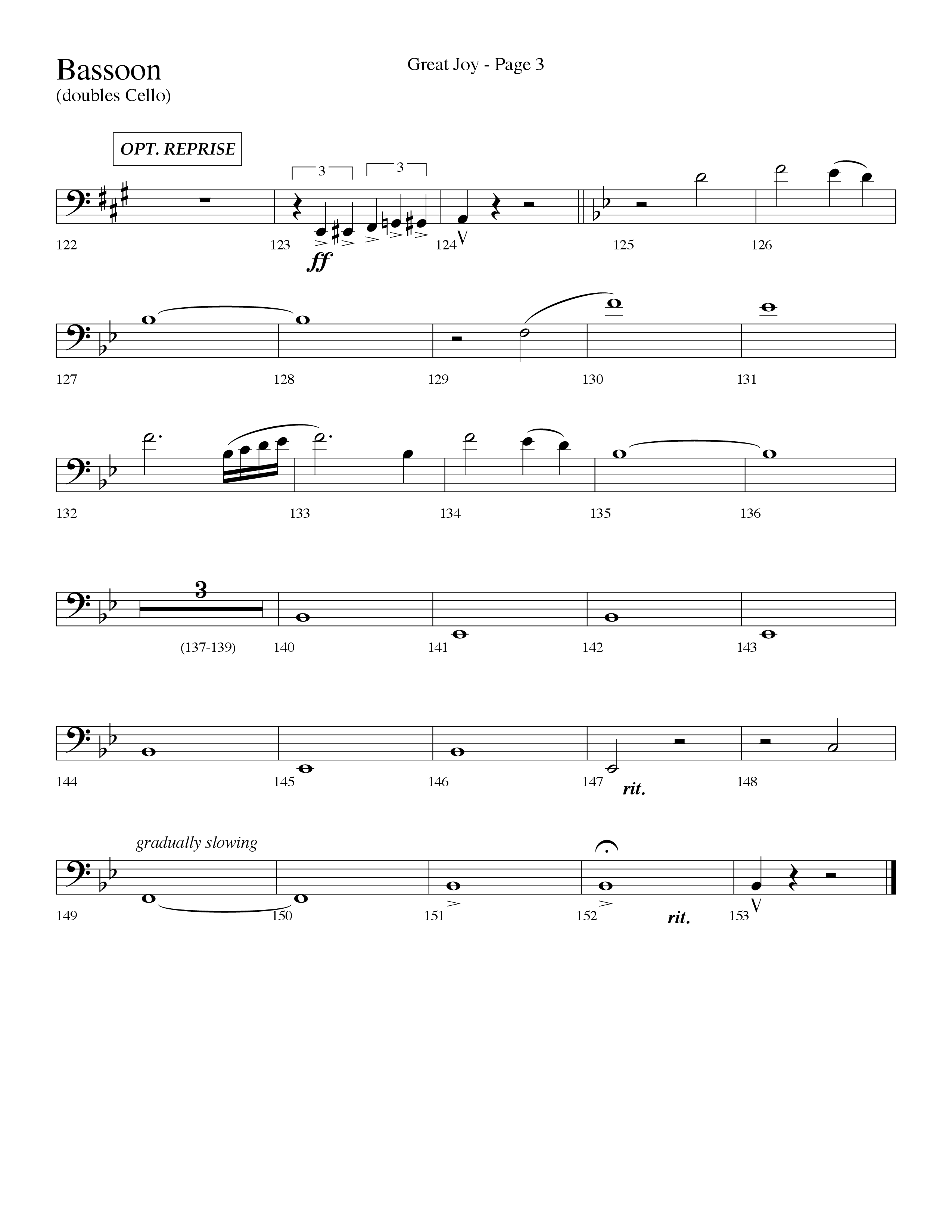 Great Joy (Choral Anthem SATB) Bassoon (Lifeway Choral / Arr. Dave Williamson)