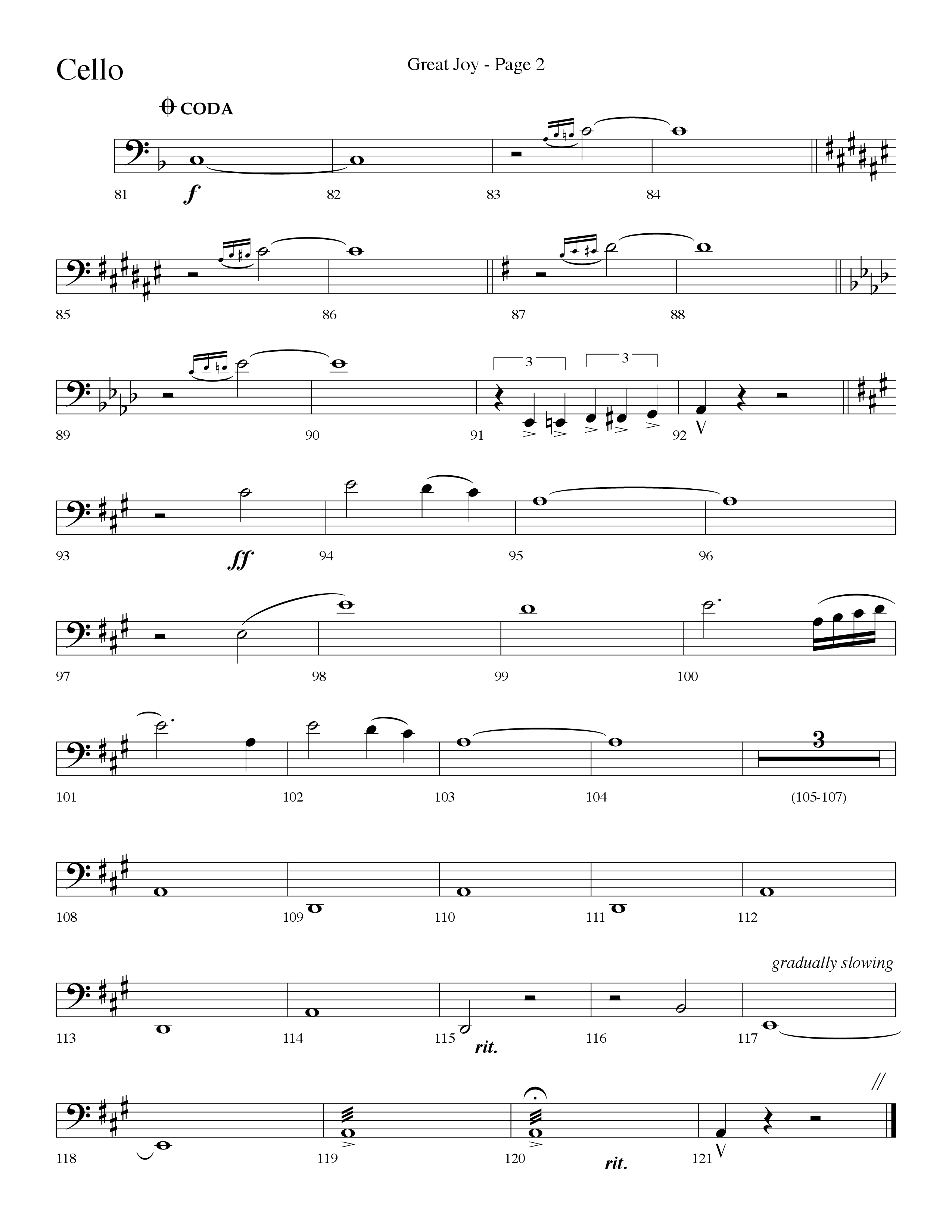 Great Joy (Choral Anthem SATB) Cello (Lifeway Choral / Arr. Dave Williamson)
