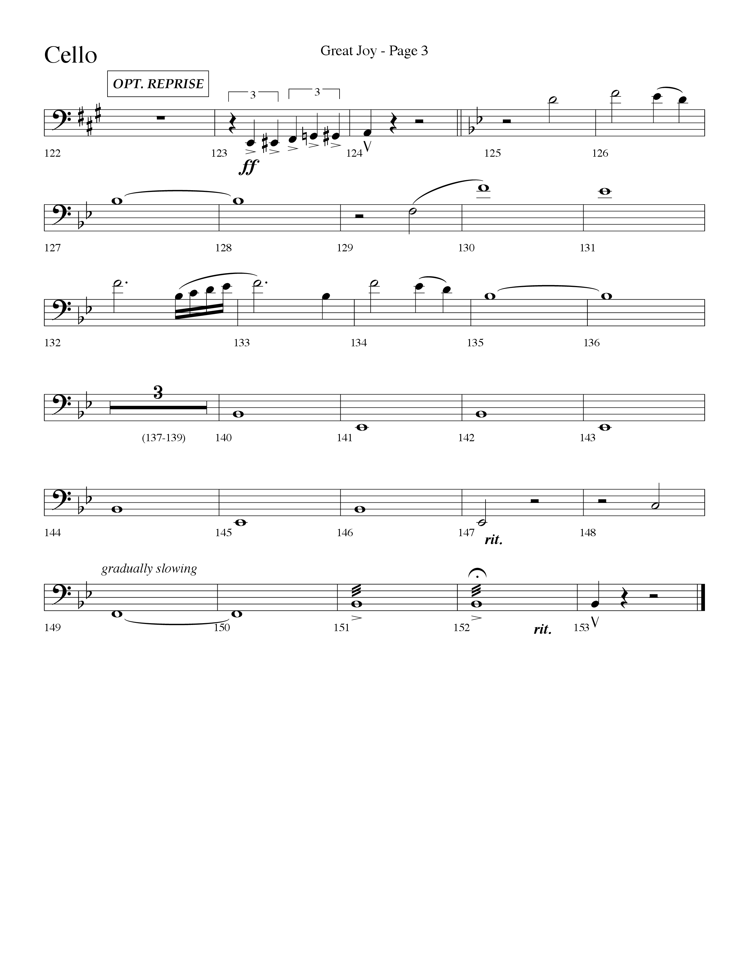 Great Joy (Choral Anthem SATB) Cello (Lifeway Choral / Arr. Dave Williamson)