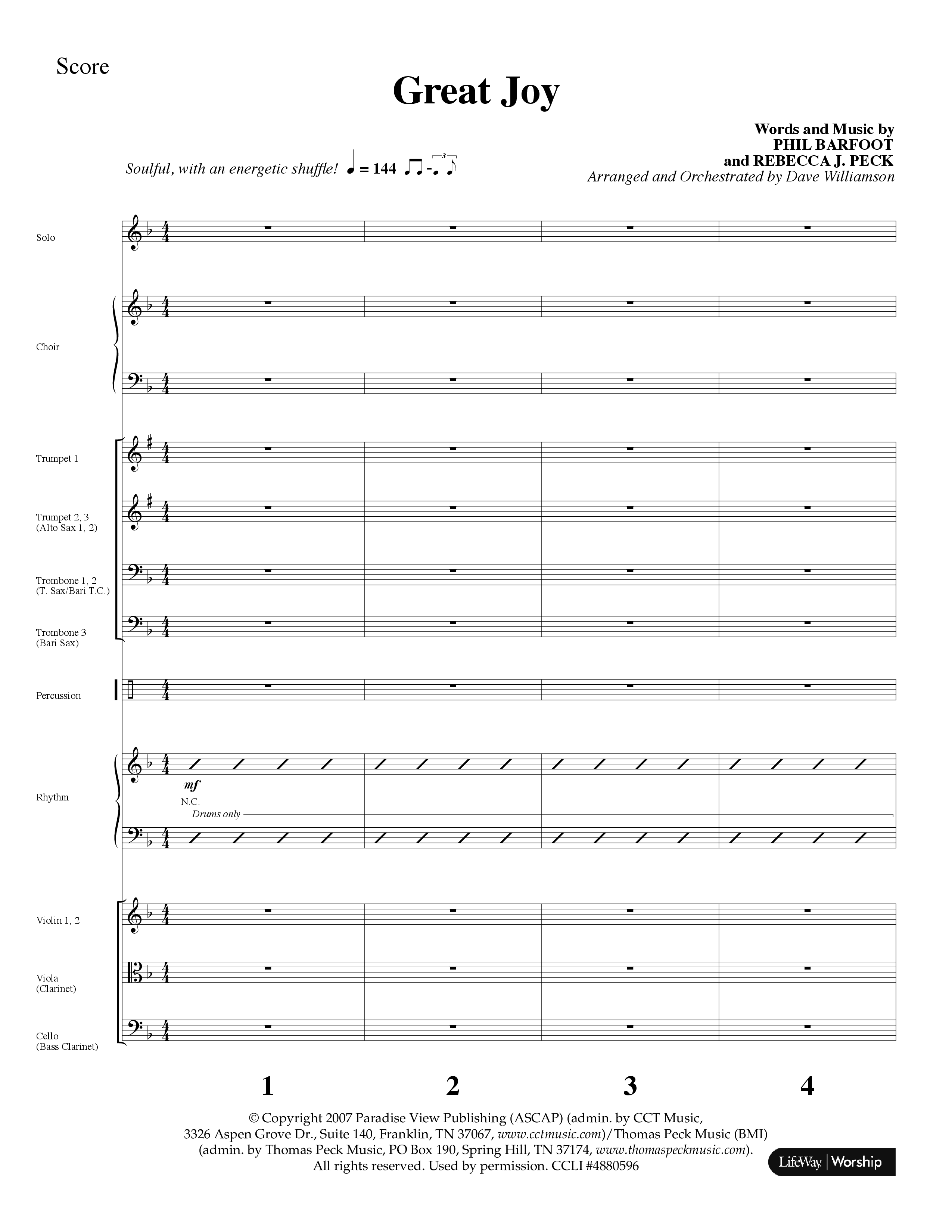 Great Joy (Choral Anthem SATB) Orchestration (Lifeway Choral / Arr. Dave Williamson)