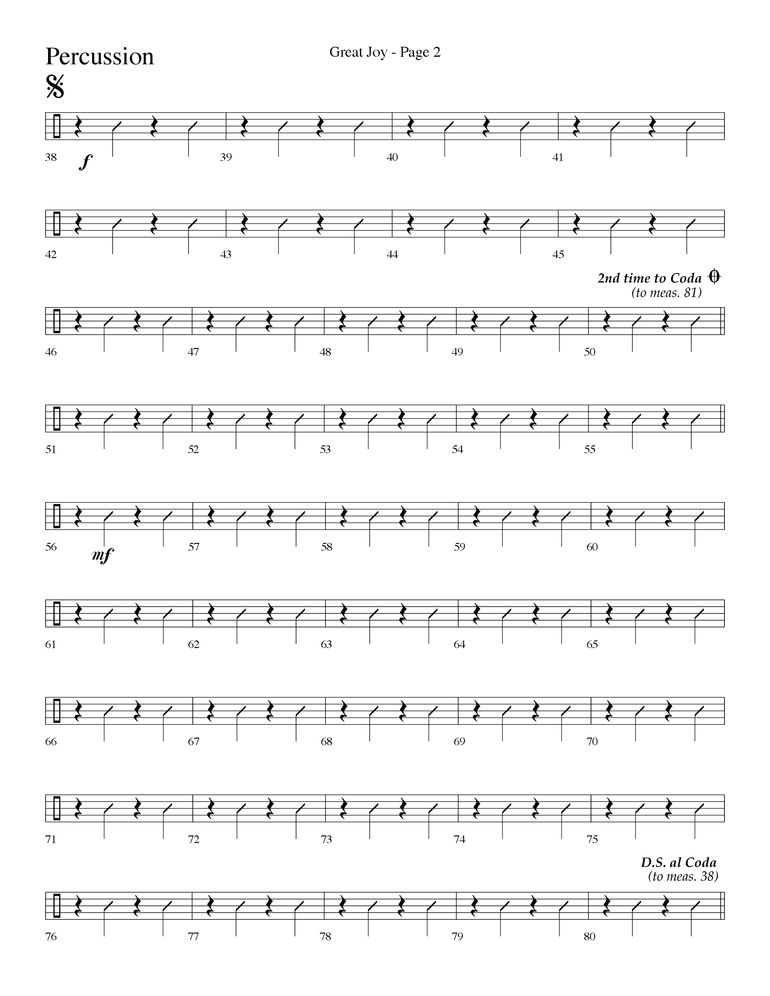 Great Joy (Choral Anthem SATB) Percussion (Lifeway Choral / Arr. Dave Williamson)