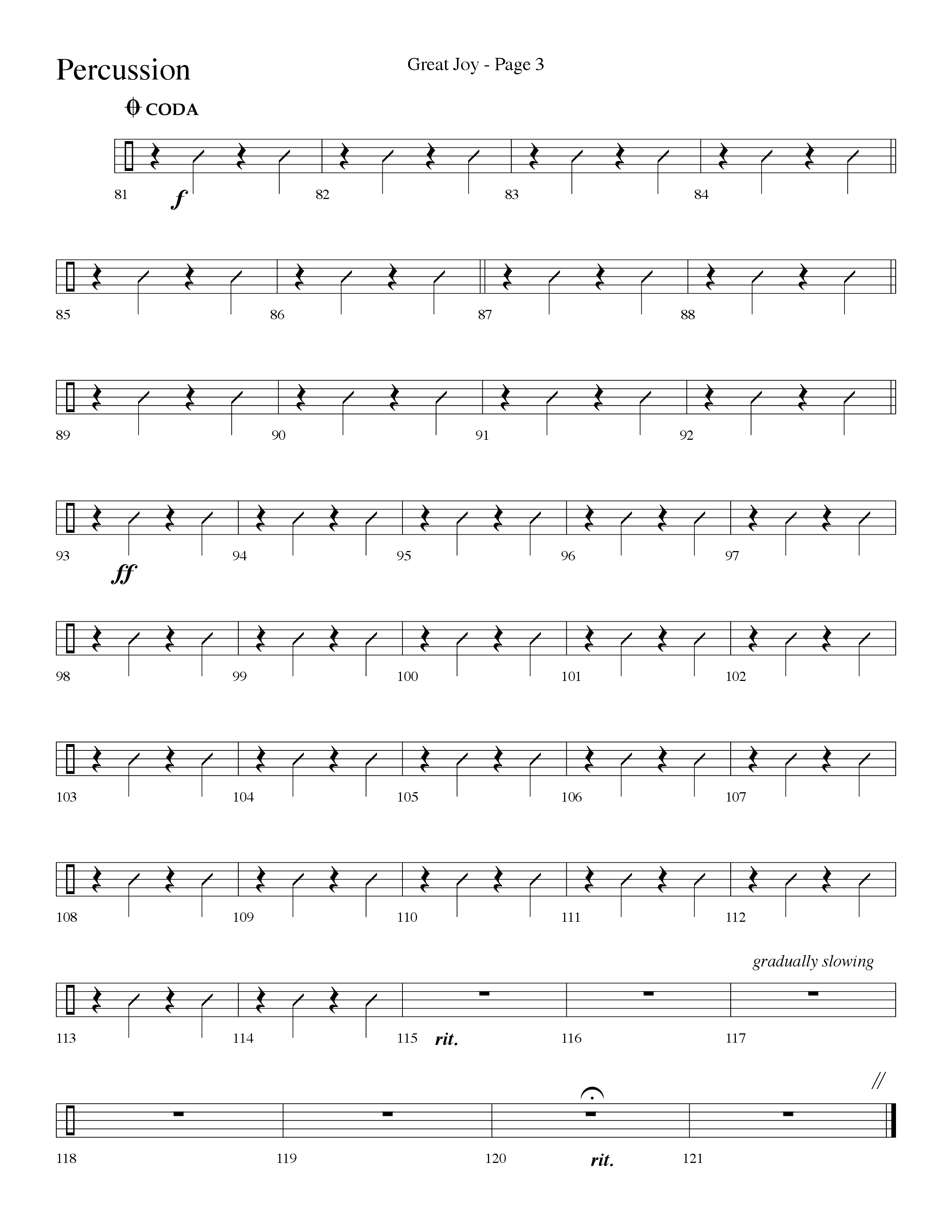 Great Joy (Choral Anthem SATB) Percussion (Lifeway Choral / Arr. Dave Williamson)