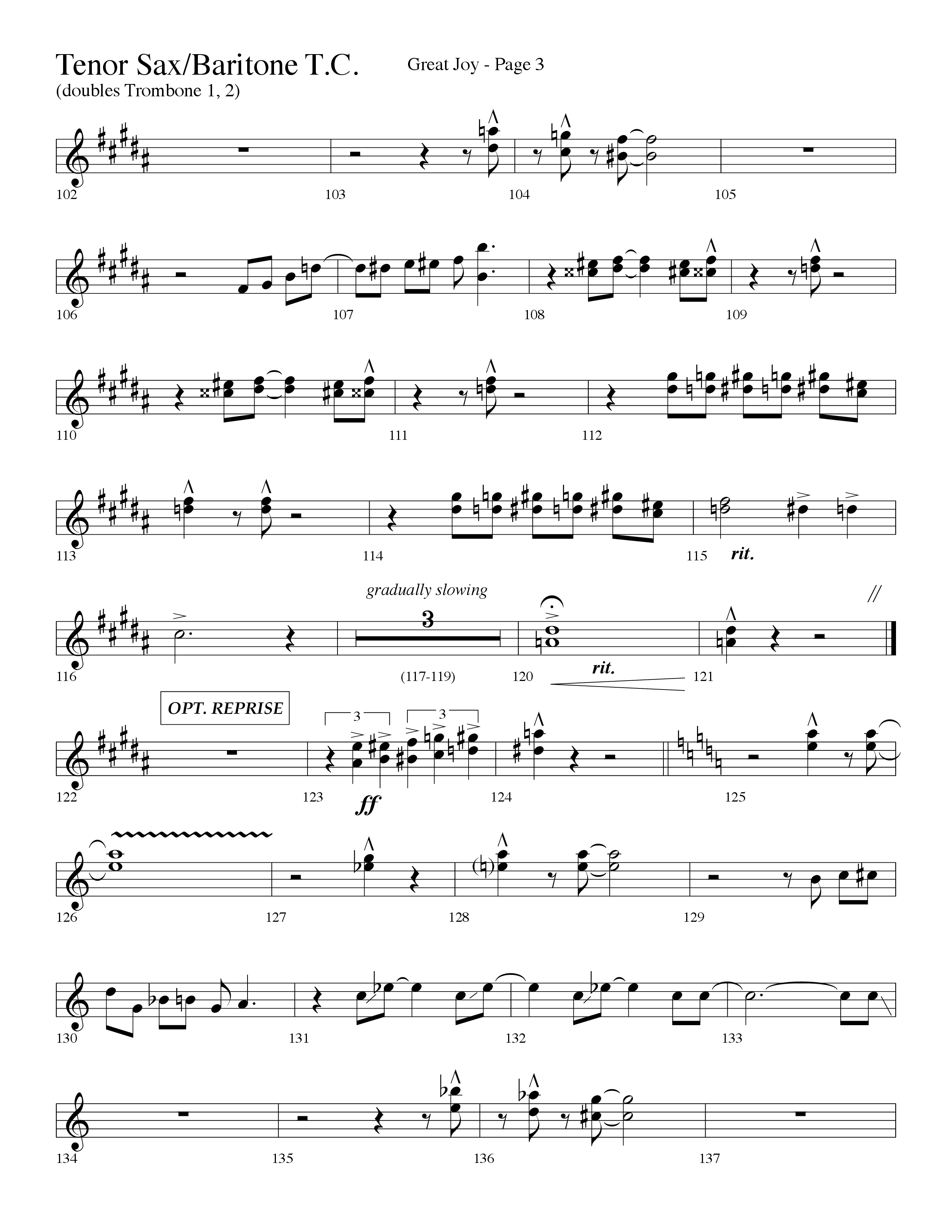 Great Joy (Choral Anthem SATB) Tenor Sax/Baritone T.C. (Lifeway Choral / Arr. Dave Williamson)
