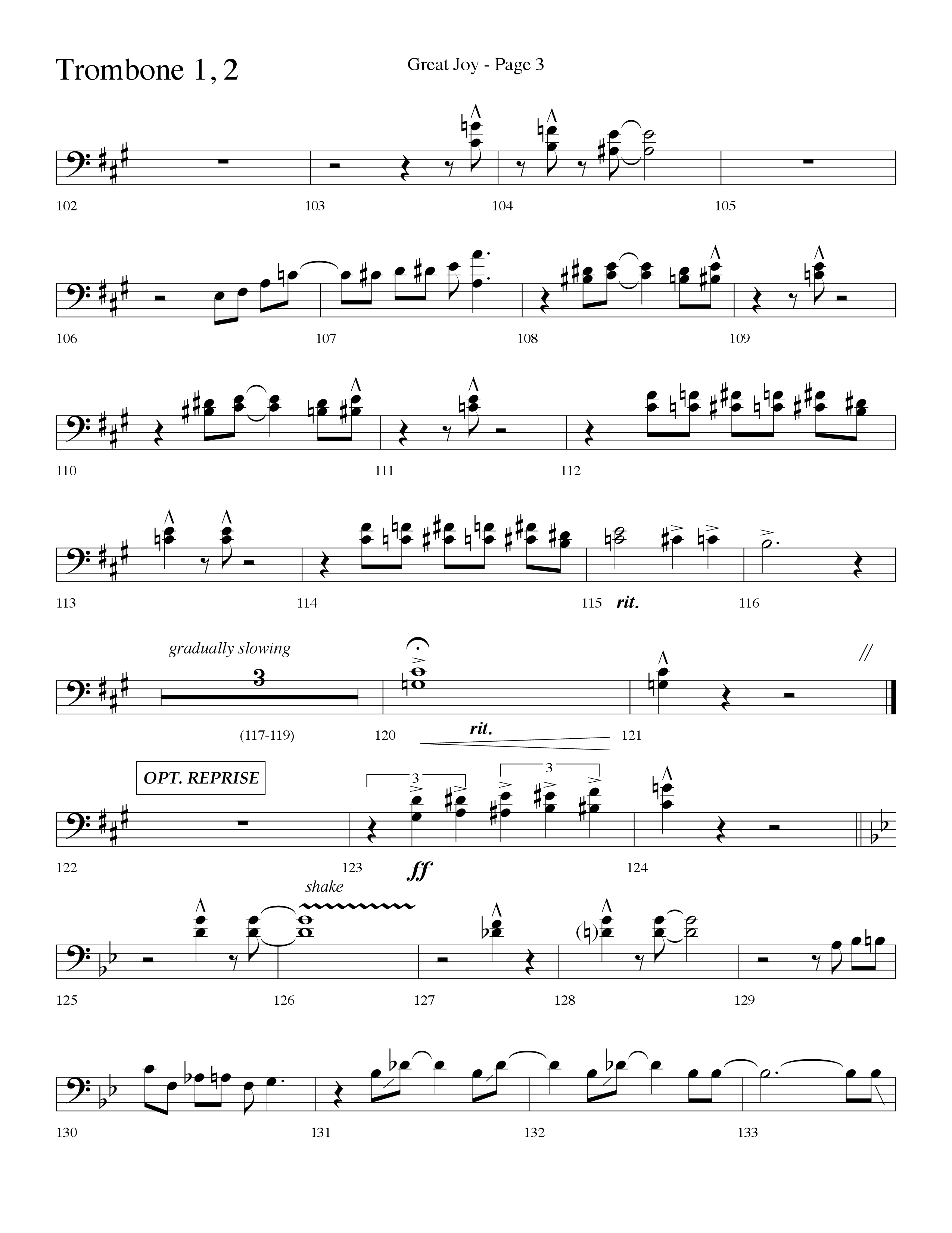 Great Joy (Choral Anthem SATB) Trombone 1/2 (Lifeway Choral / Arr. Dave Williamson)