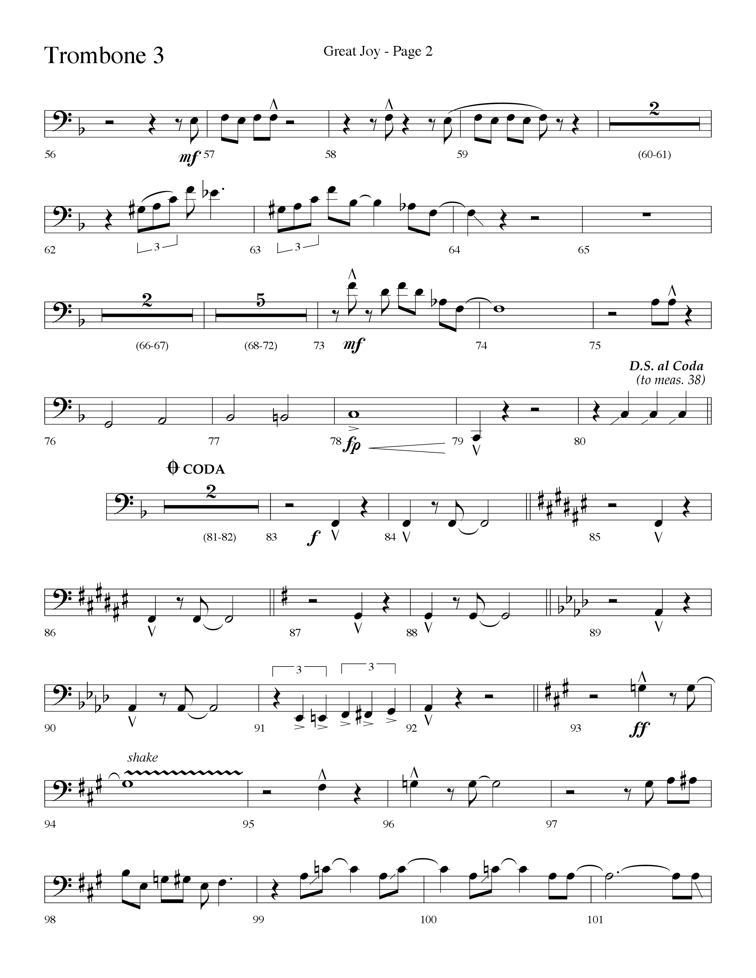 Great Joy (Choral Anthem SATB) Trombone 3 (Lifeway Choral / Arr. Dave Williamson)