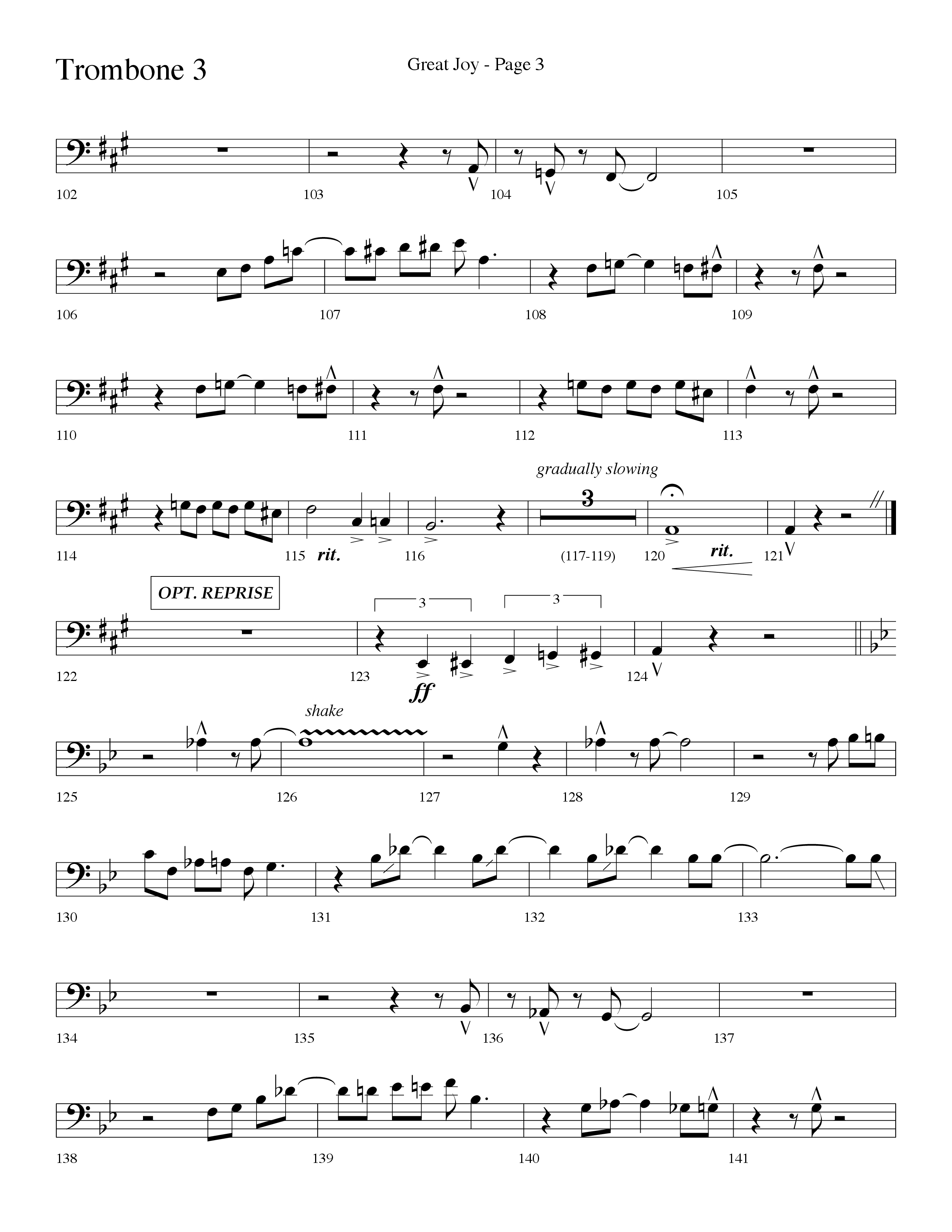 Great Joy (Choral Anthem SATB) Trombone 3 (Lifeway Choral / Arr. Dave Williamson)