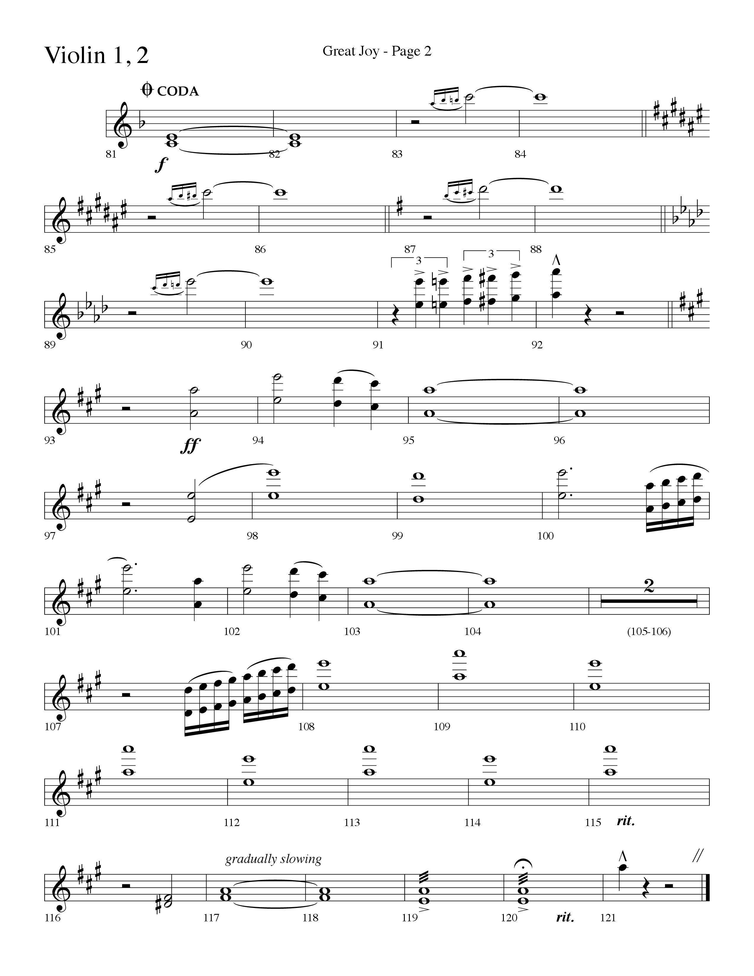 Great Joy (Choral Anthem SATB) Violin 1/2 (Lifeway Choral / Arr. Dave Williamson)