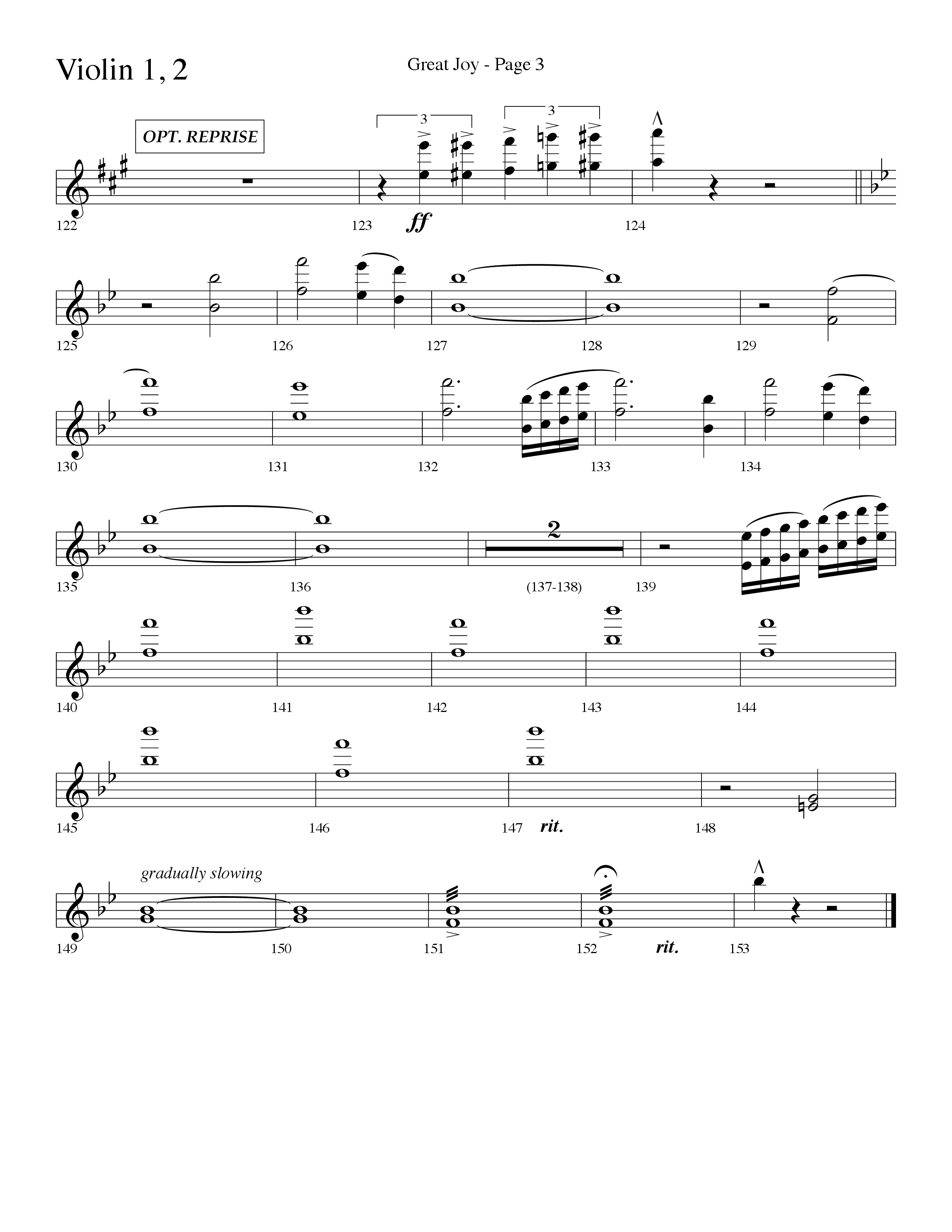 Great Joy (Choral Anthem SATB) Violin 1/2 (Lifeway Choral / Arr. Dave Williamson)