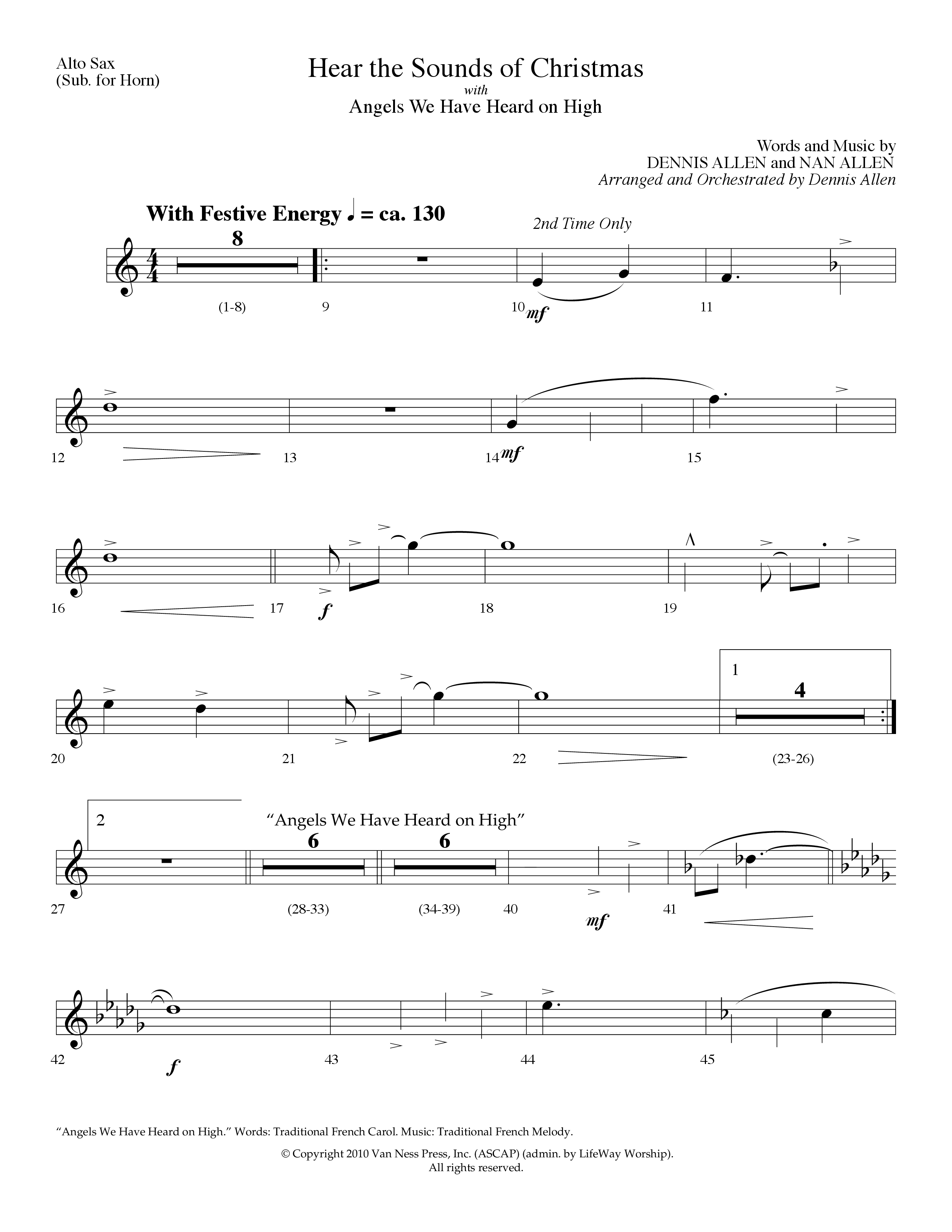 Hear The Sounds Of Christmas (with Angels We Have Heard On High) (Choral Anthem SATB) Alto Sax (Lifeway Choral / Arr. Dennis Allen)