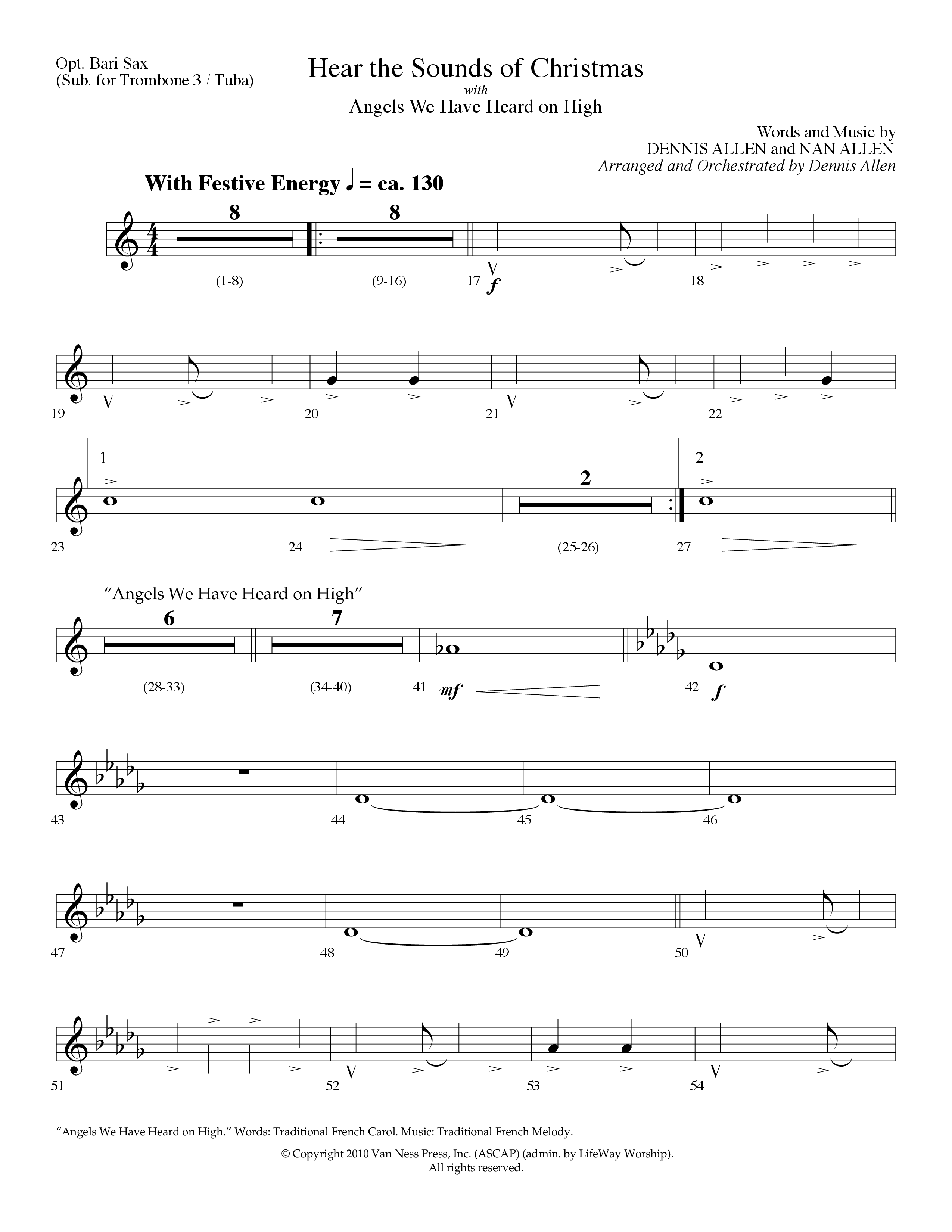 Hear The Sounds Of Christmas (with Angels We Have Heard On High) (Choral Anthem SATB) Bari Sax (Lifeway Choral / Arr. Dennis Allen)