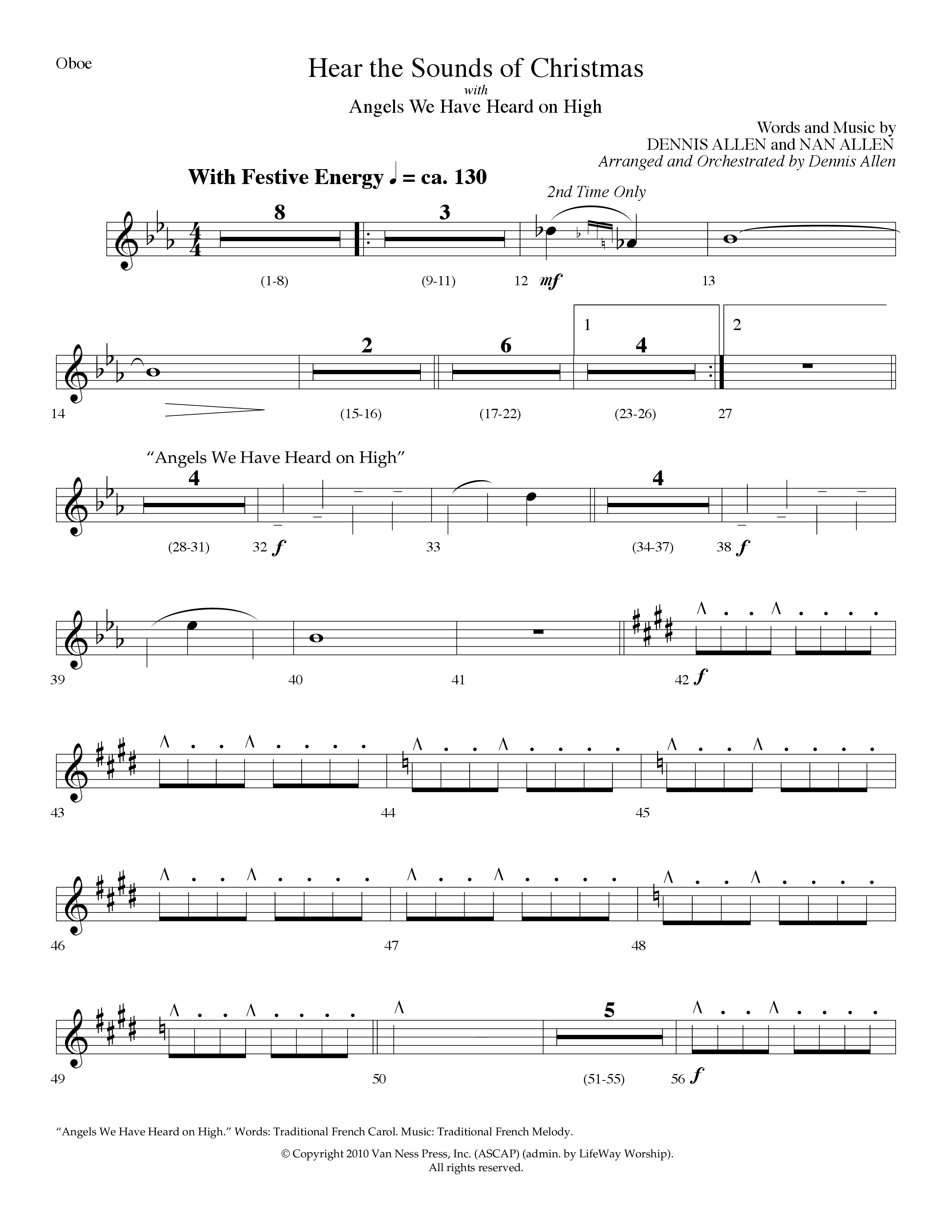 Hear The Sounds Of Christmas (with Angels We Have Heard On High) (Choral Anthem SATB) Oboe (Lifeway Choral / Arr. Dennis Allen)