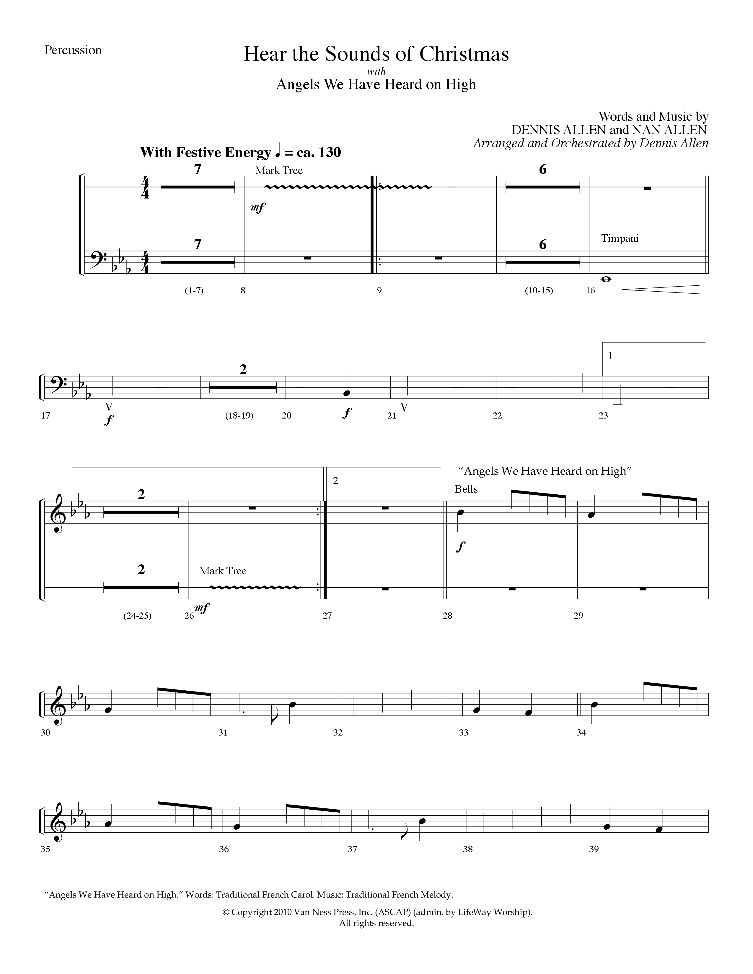 Hear The Sounds Of Christmas (with Angels We Have Heard On High) (Choral Anthem SATB) Percussion (Lifeway Choral / Arr. Dennis Allen)