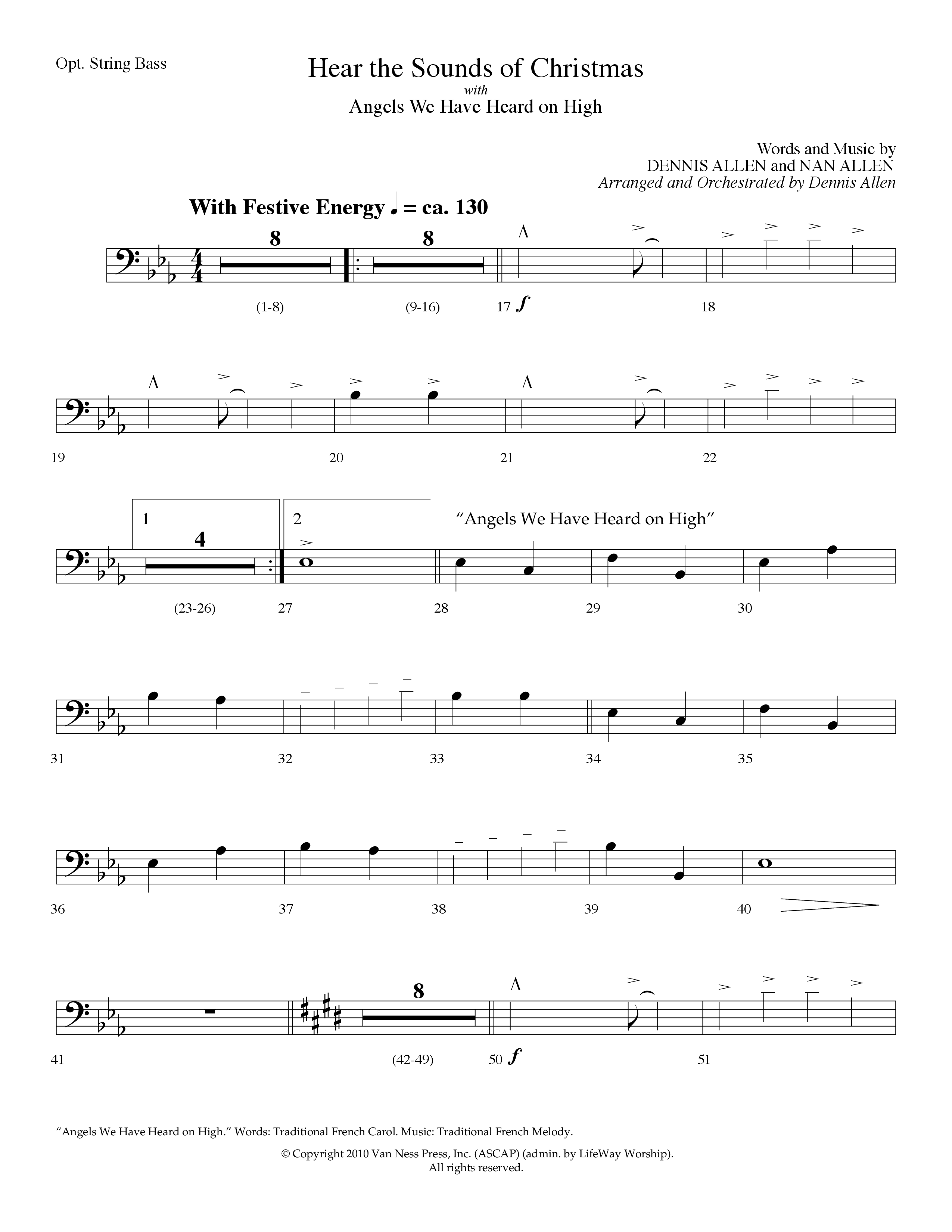 Hear The Sounds Of Christmas (with Angels We Have Heard On High) (Choral Anthem SATB) String Bass (Lifeway Choral / Arr. Dennis Allen)