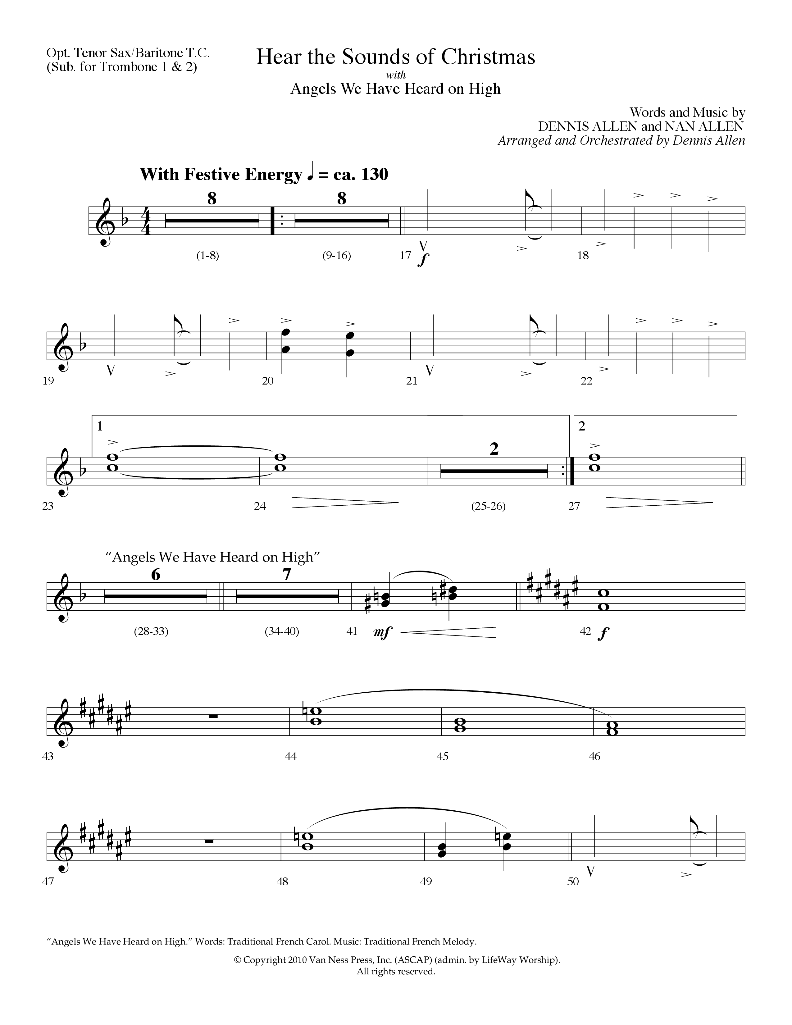 Hear The Sounds Of Christmas (with Angels We Have Heard On High) (Choral Anthem SATB) Tenor Sax/Baritone T.C. (Lifeway Choral / Arr. Dennis Allen)