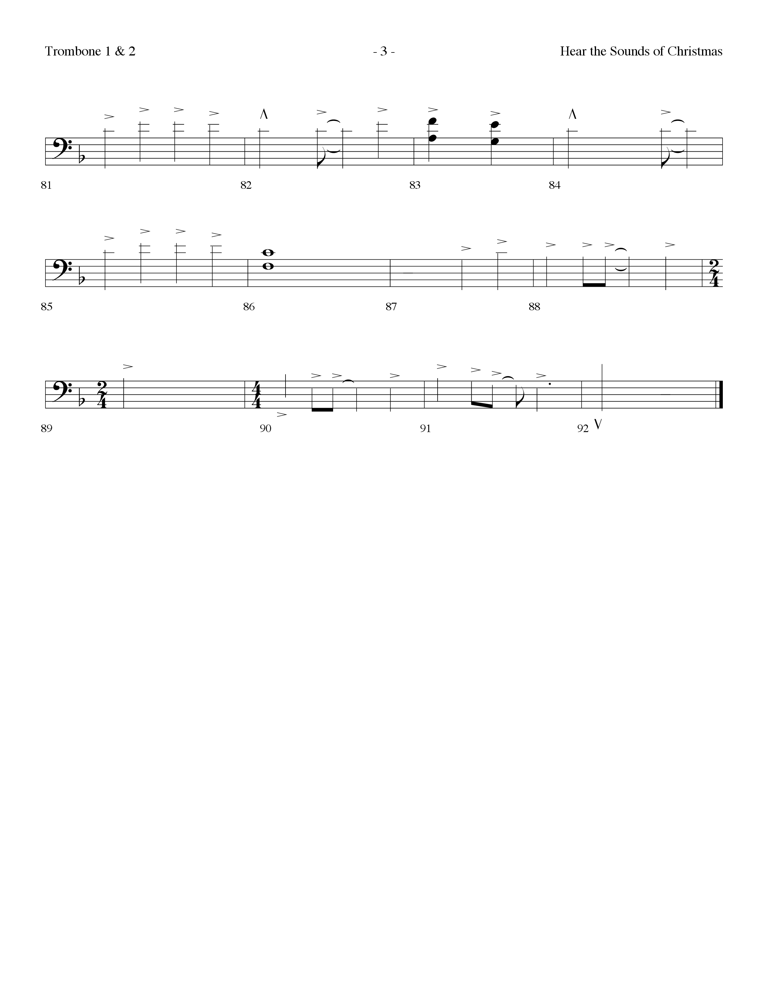Hear The Sounds Of Christmas (with Angels We Have Heard On High) (Choral Anthem SATB) Trombone 1/2 (Lifeway Choral / Arr. Dennis Allen)