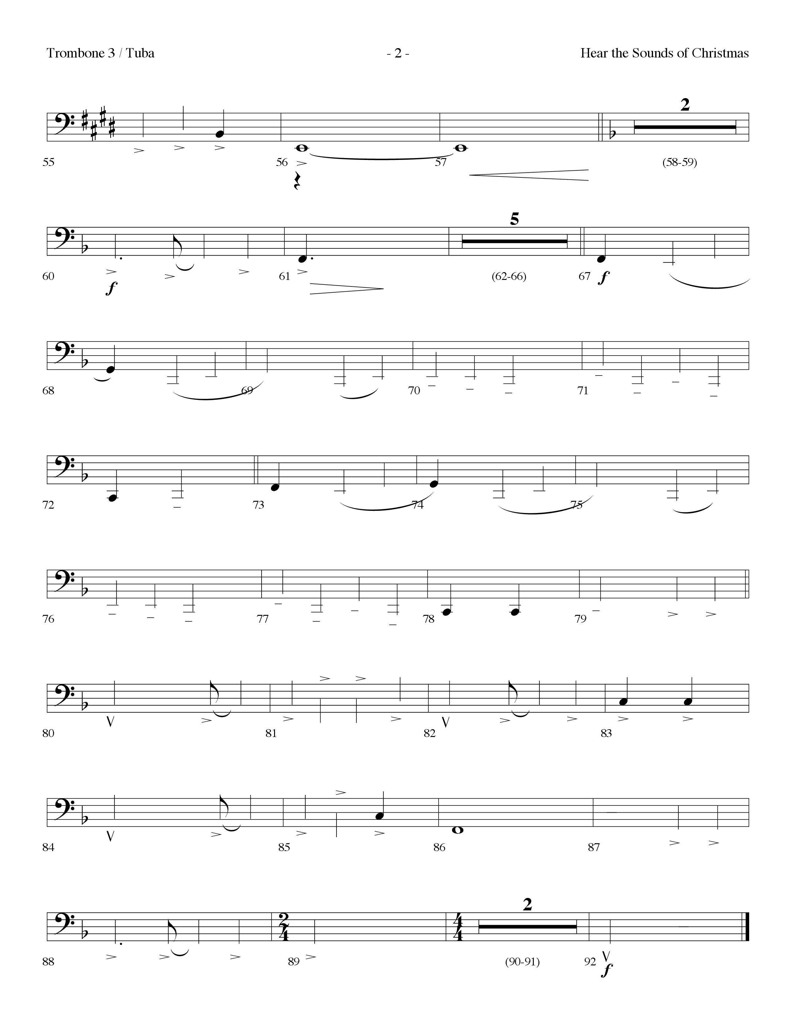 Hear The Sounds Of Christmas (with Angels We Have Heard On High) (Choral Anthem SATB) Trombone 3/Tuba (Lifeway Choral / Arr. Dennis Allen)