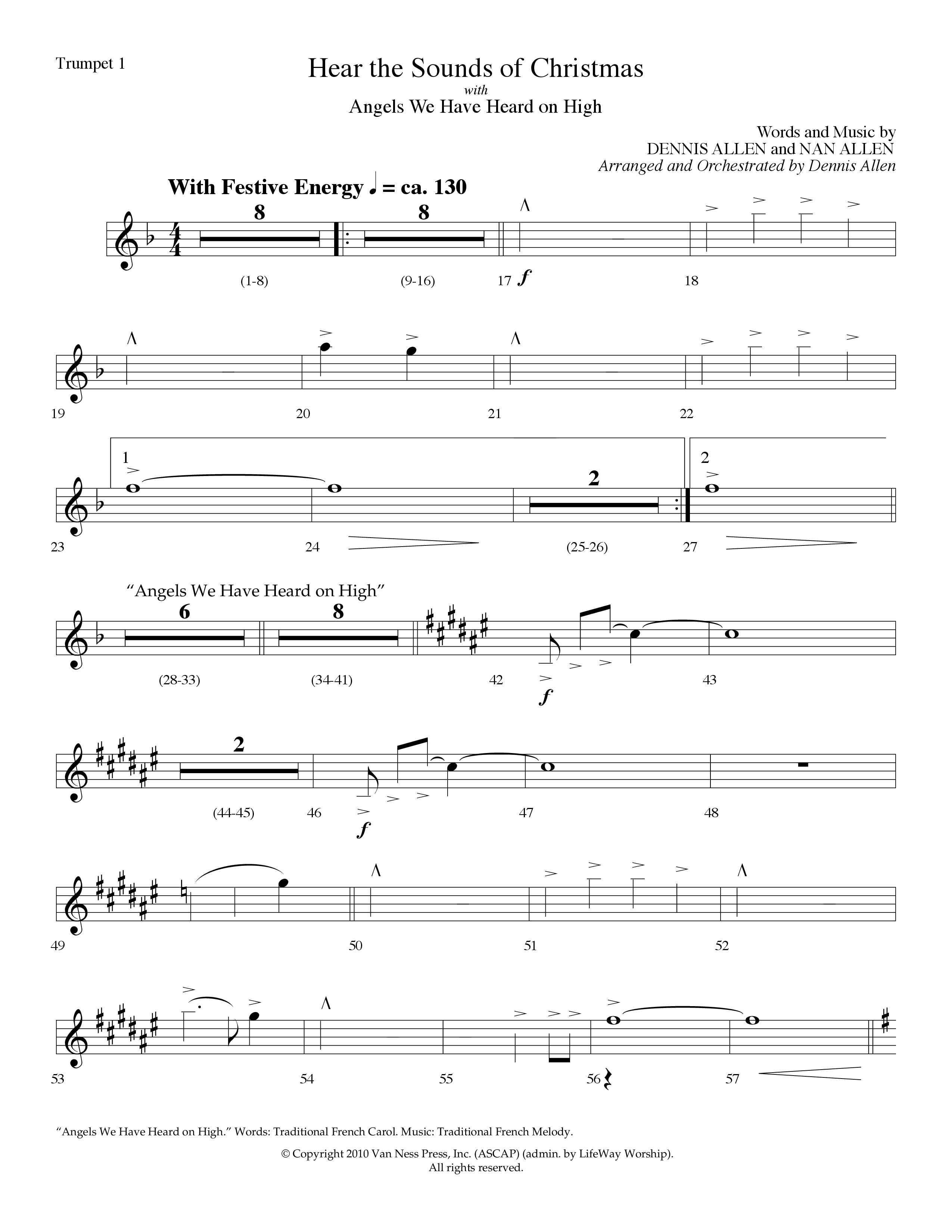 Hear The Sounds Of Christmas (with Angels We Have Heard On High) (Choral Anthem SATB) Trumpet 1 (Lifeway Choral / Arr. Dennis Allen)