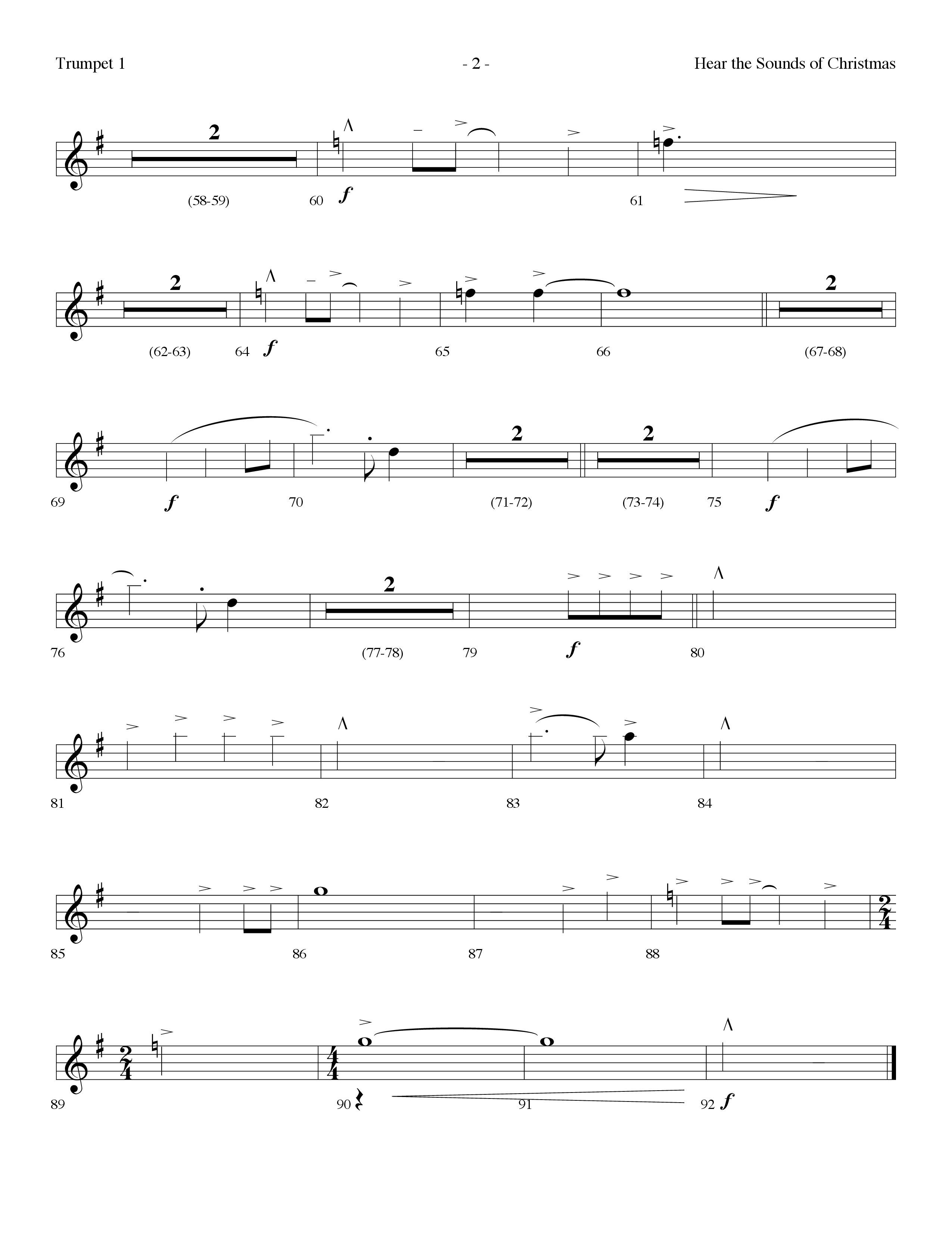 Hear The Sounds Of Christmas (with Angels We Have Heard On High) (Choral Anthem SATB) Trumpet 1 (Lifeway Choral / Arr. Dennis Allen)