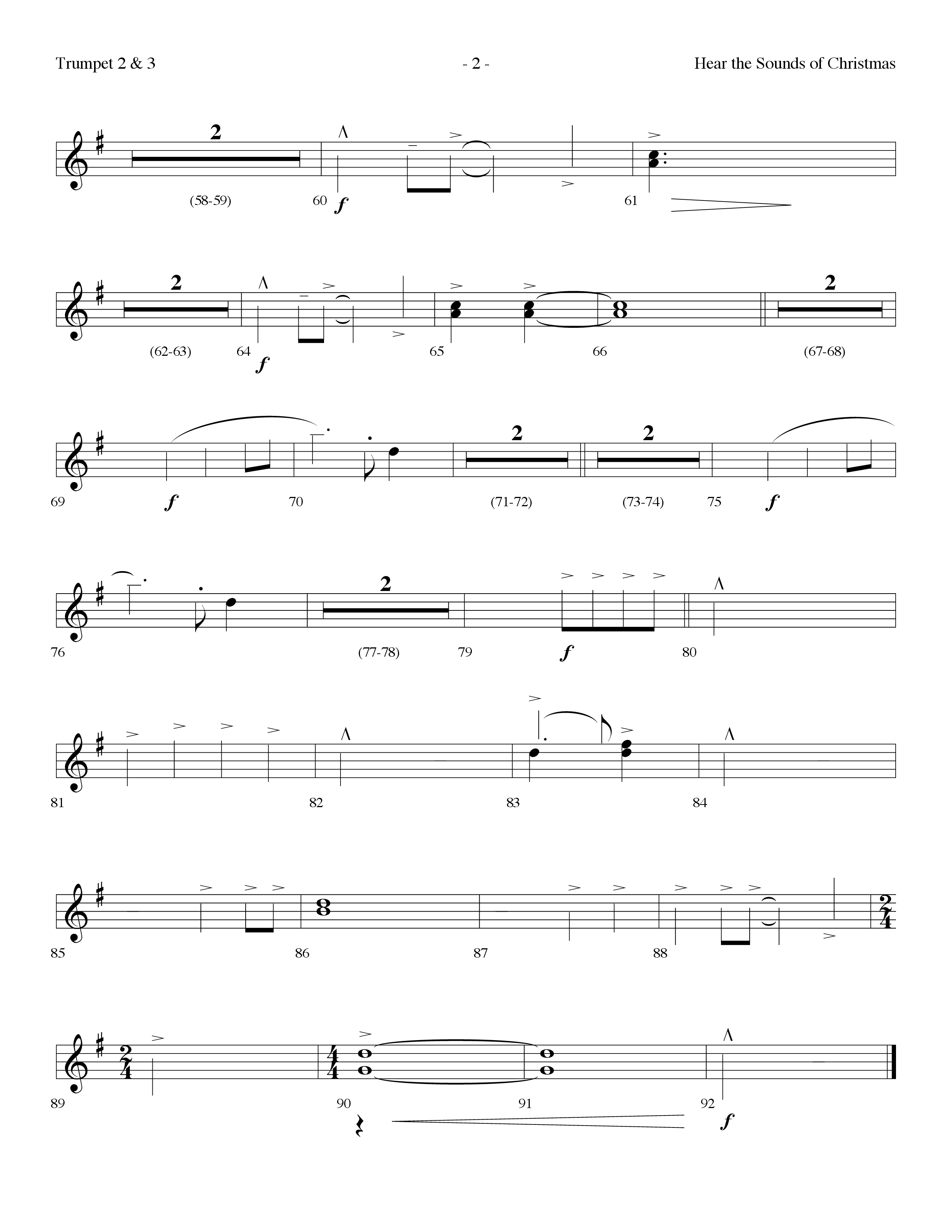 Hear The Sounds Of Christmas (with Angels We Have Heard On High) (Choral Anthem SATB) Trumpet 2/3 (Lifeway Choral / Arr. Dennis Allen)