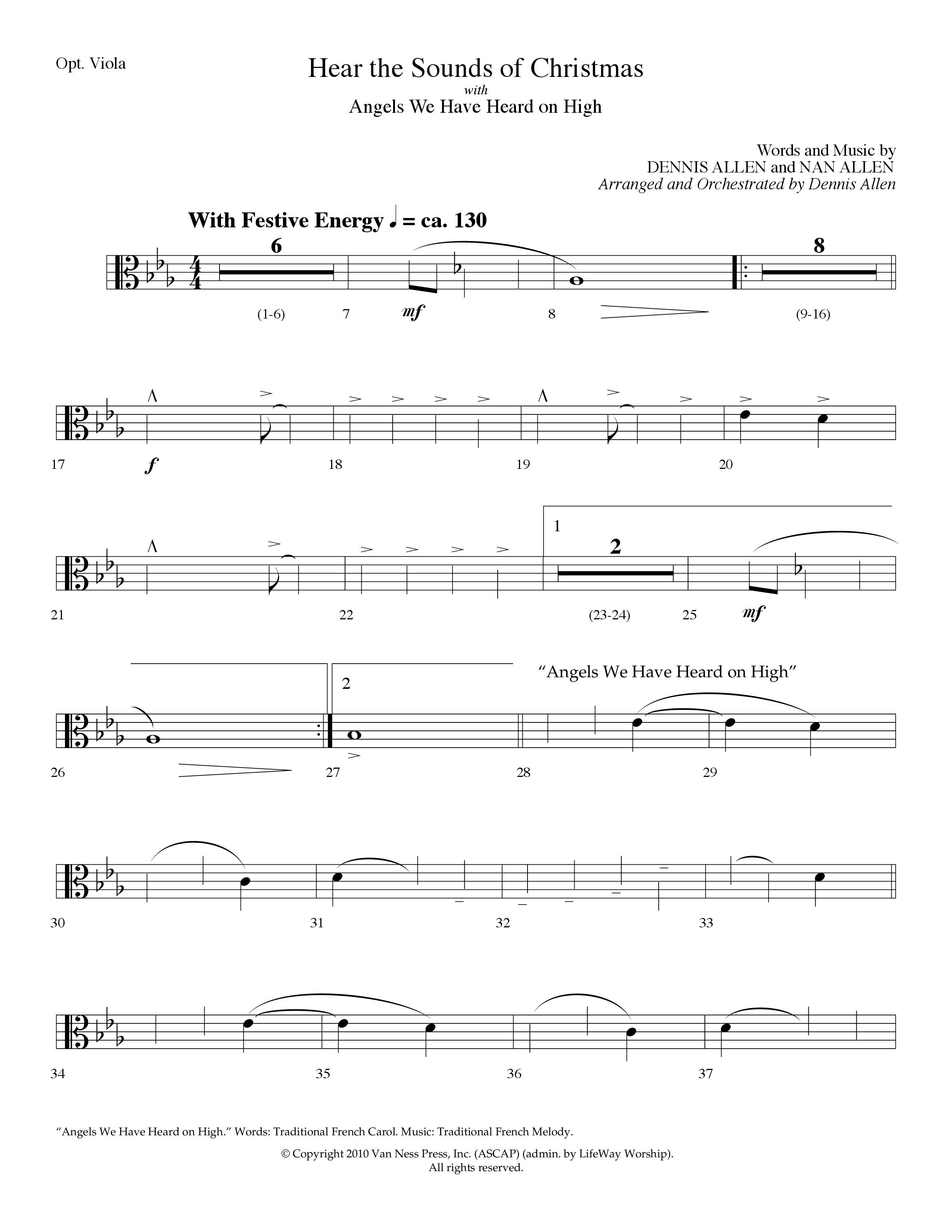 Hear The Sounds Of Christmas (with Angels We Have Heard On High) (Choral Anthem SATB) Viola (Lifeway Choral / Arr. Dennis Allen)