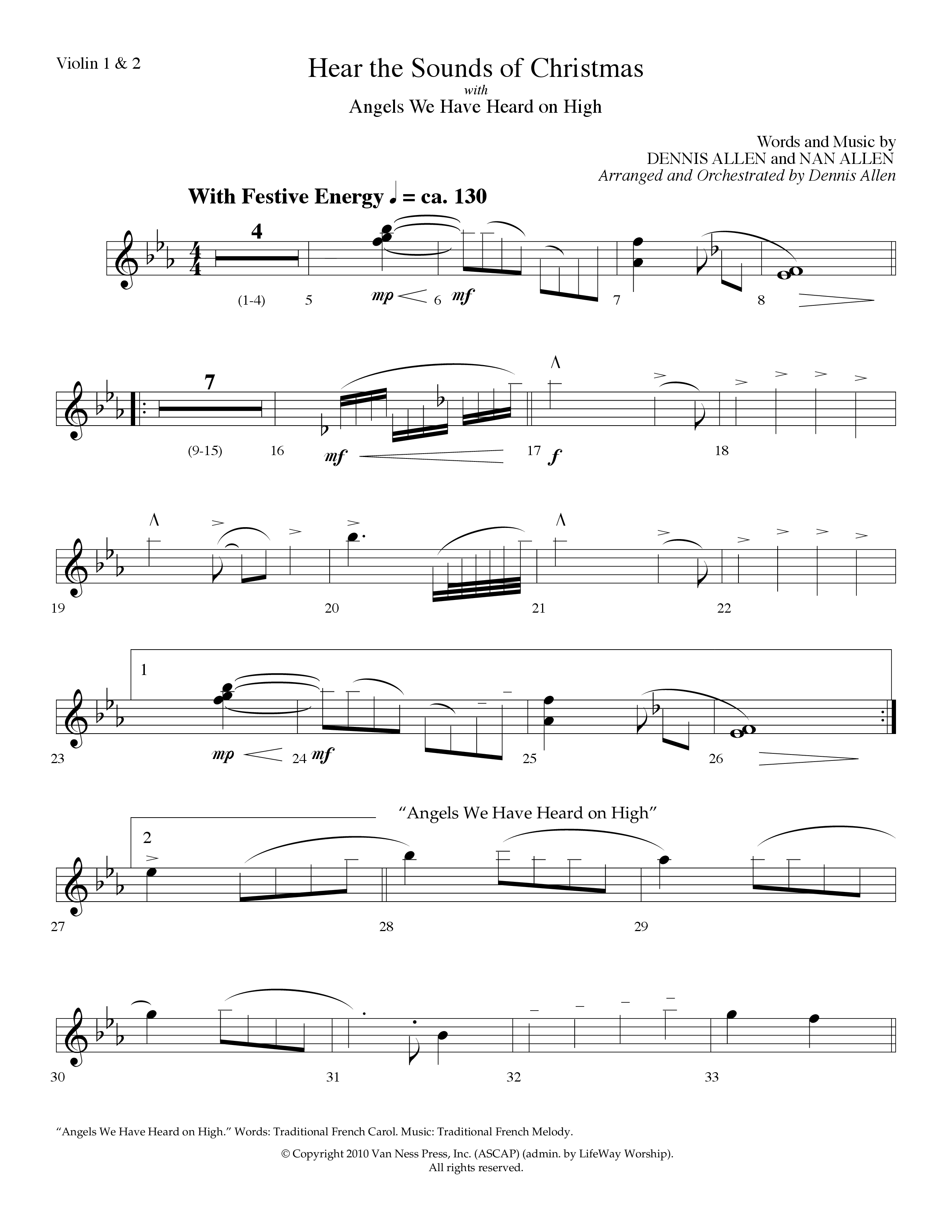 Hear The Sounds Of Christmas (with Angels We Have Heard On High) (Choral Anthem SATB) Violin 1/2 (Lifeway Choral / Arr. Dennis Allen)