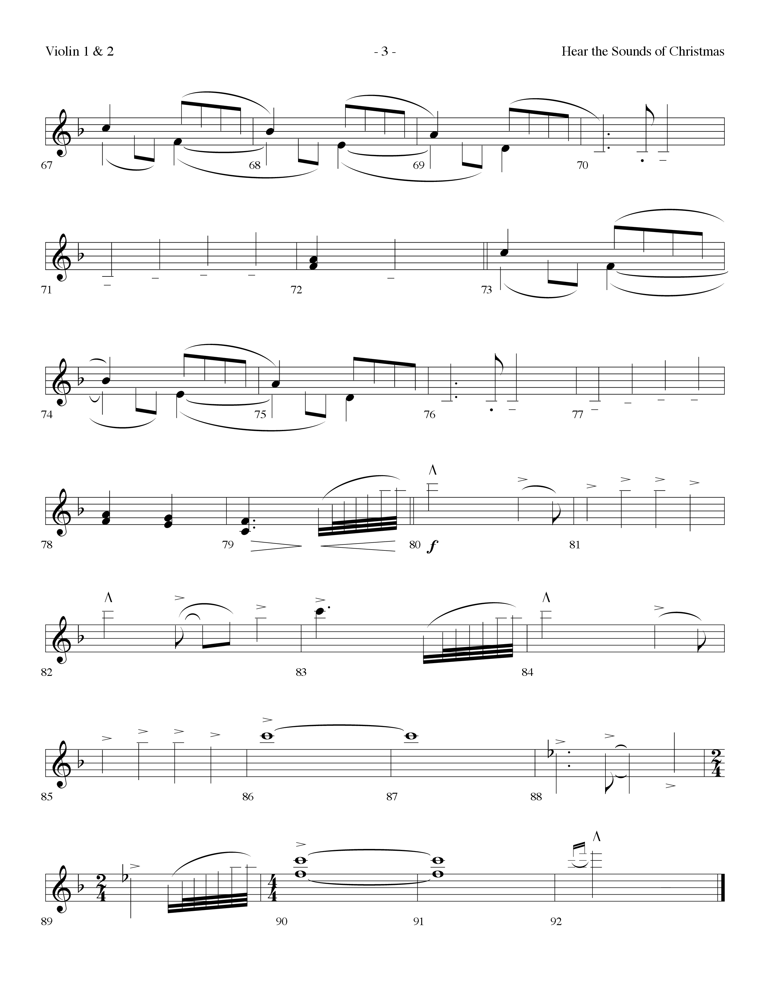 Hear The Sounds Of Christmas (with Angels We Have Heard On High) (Choral Anthem SATB) Violin 1/2 (Lifeway Choral / Arr. Dennis Allen)