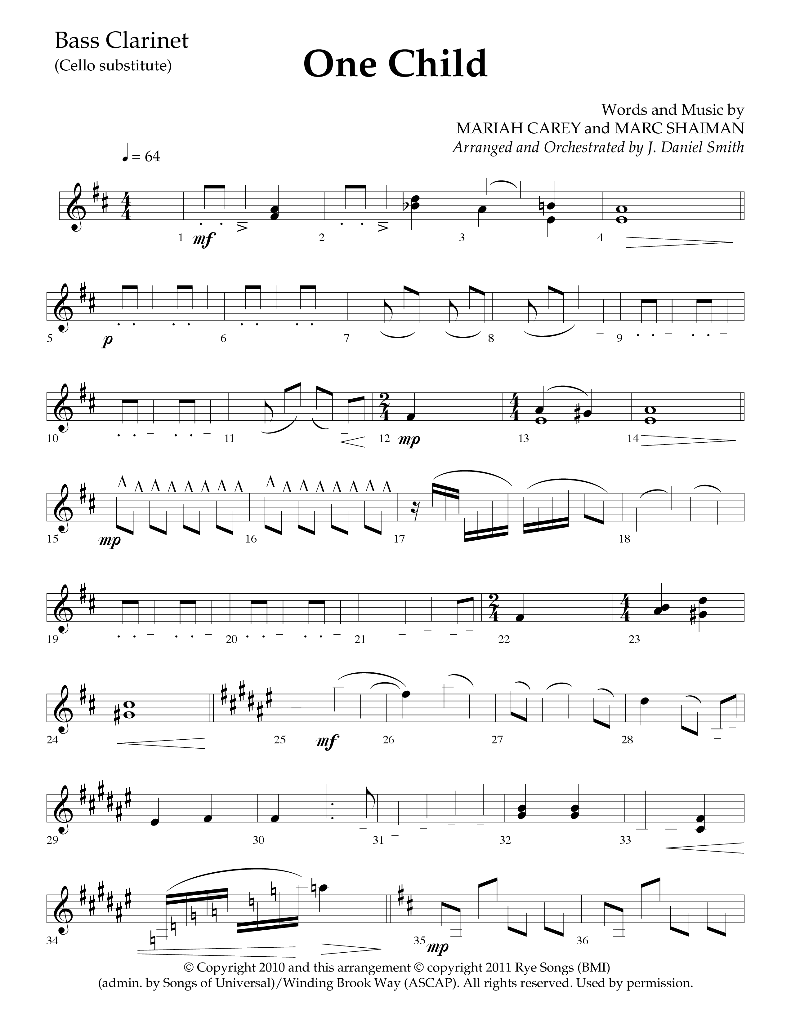 One Child (Choral Anthem SATB) Bass Clarinet (Lifeway Choral / Arr. J. Daniel Smith)
