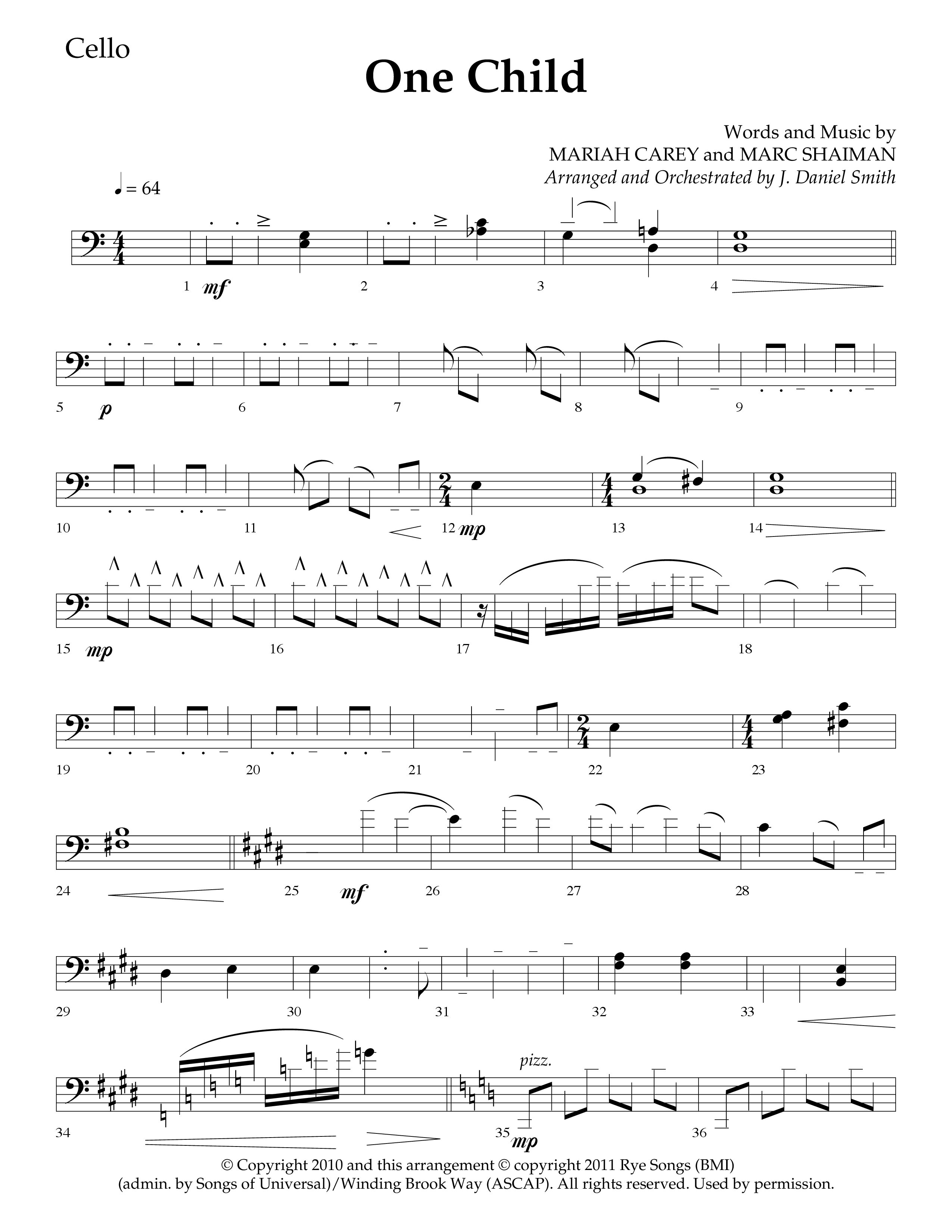 One Child (Choral Anthem SATB) Cello (Lifeway Choral / Arr. J. Daniel Smith)