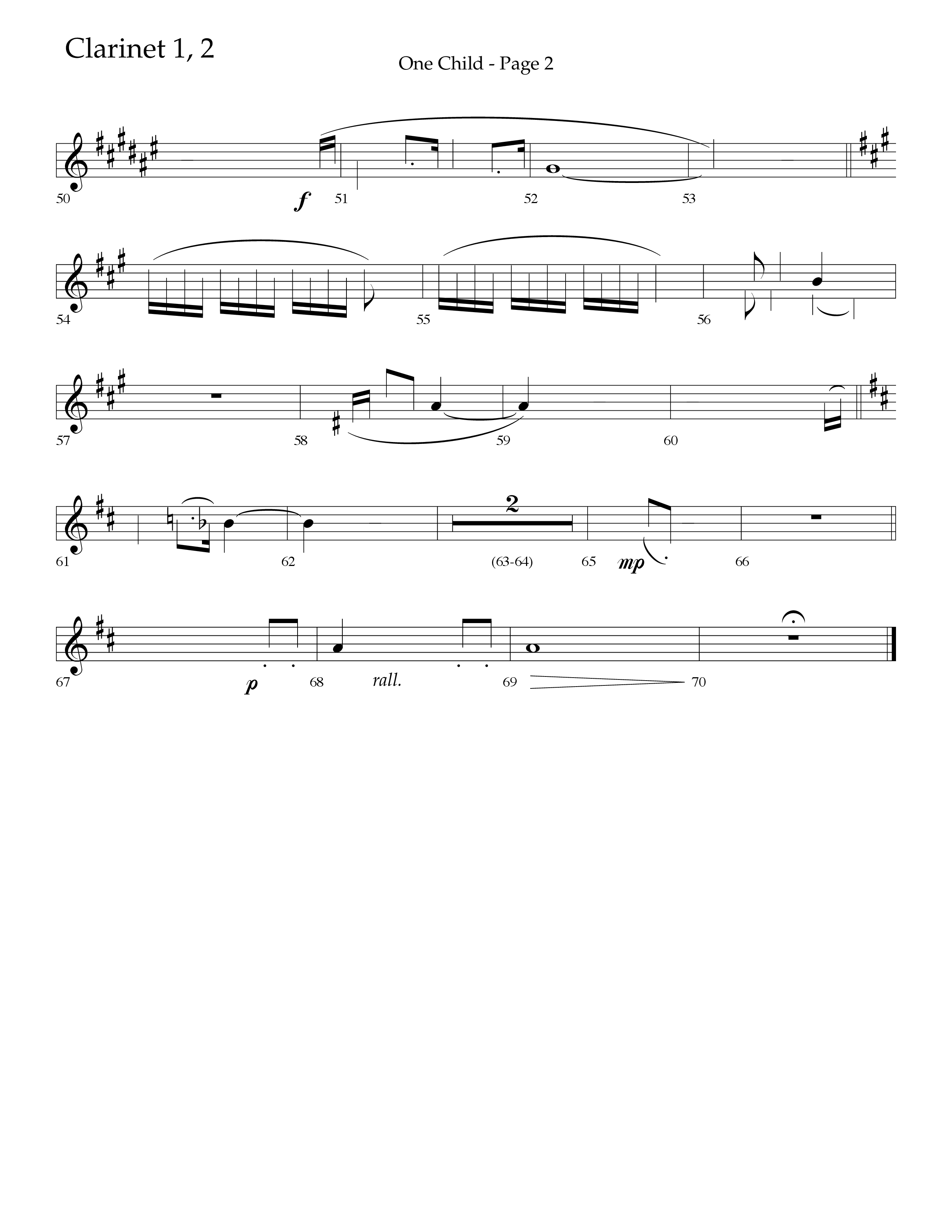 One Child (Choral Anthem SATB) Clarinet 1/2 (Lifeway Choral / Arr. J. Daniel Smith)