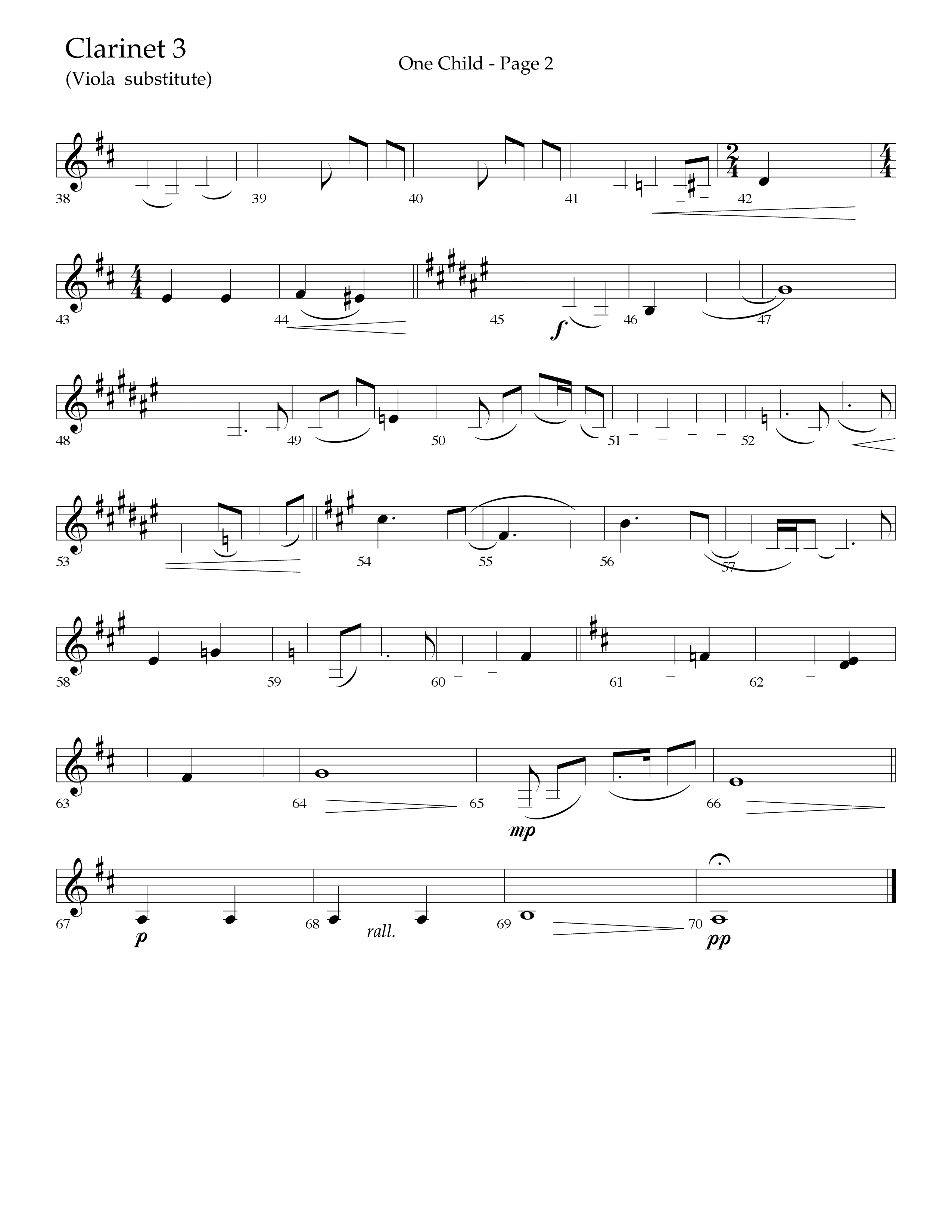 One Child (Choral Anthem SATB) Clarinet 3 (Lifeway Choral / Arr. J. Daniel Smith)