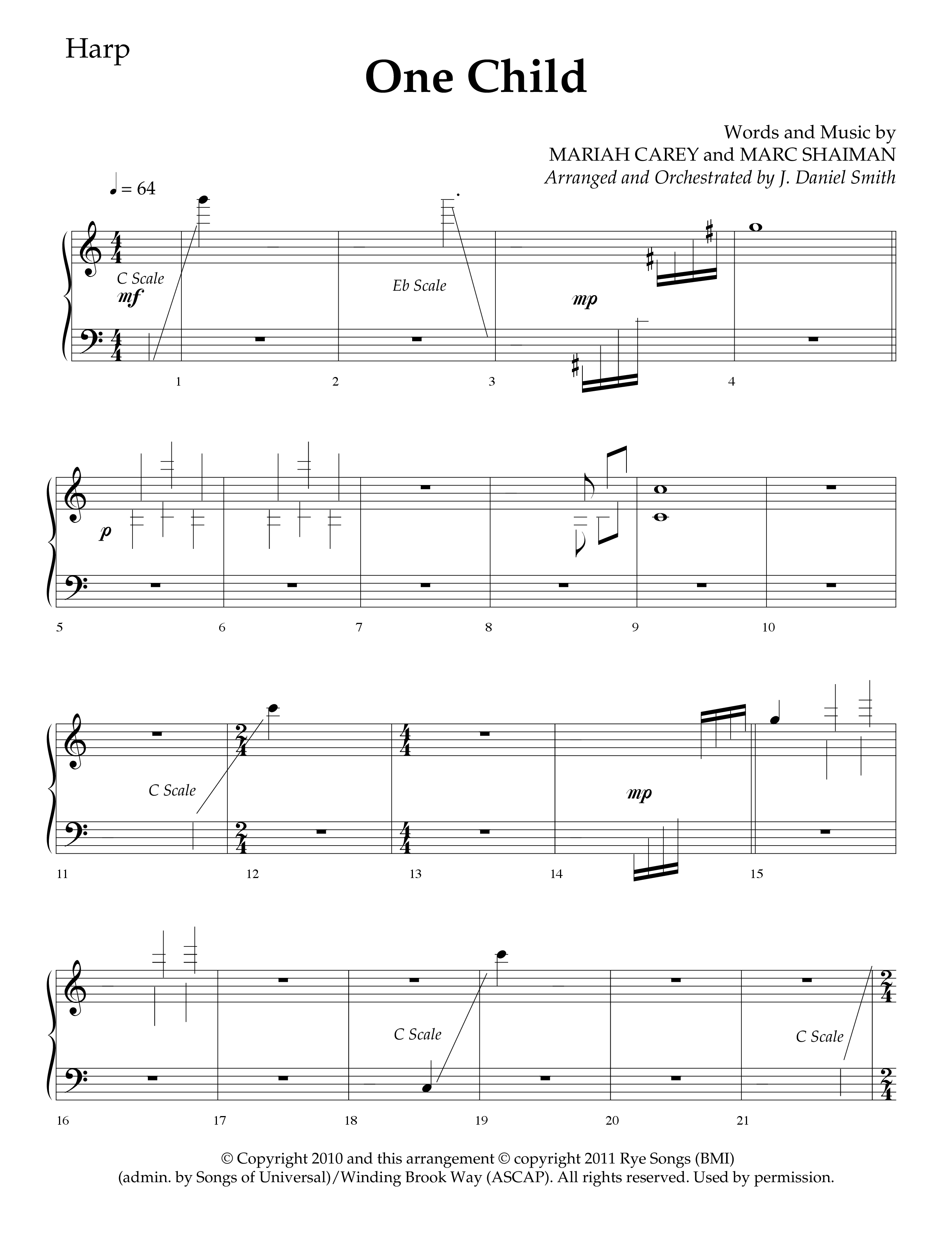 One Child (Choral Anthem SATB) Harp (Lifeway Choral / Arr. J. Daniel Smith)