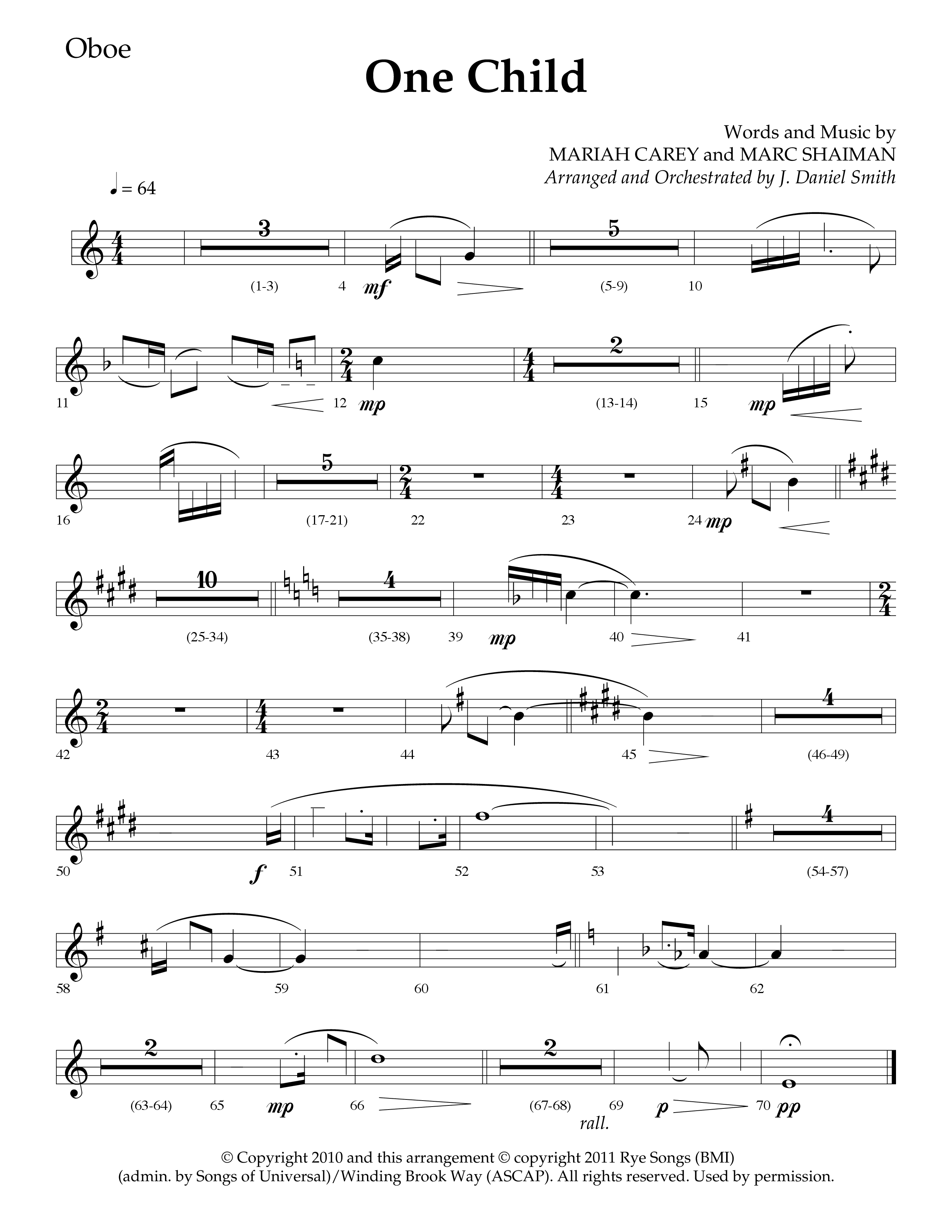 One Child (Choral Anthem SATB) Oboe (Lifeway Choral / Arr. J. Daniel Smith)