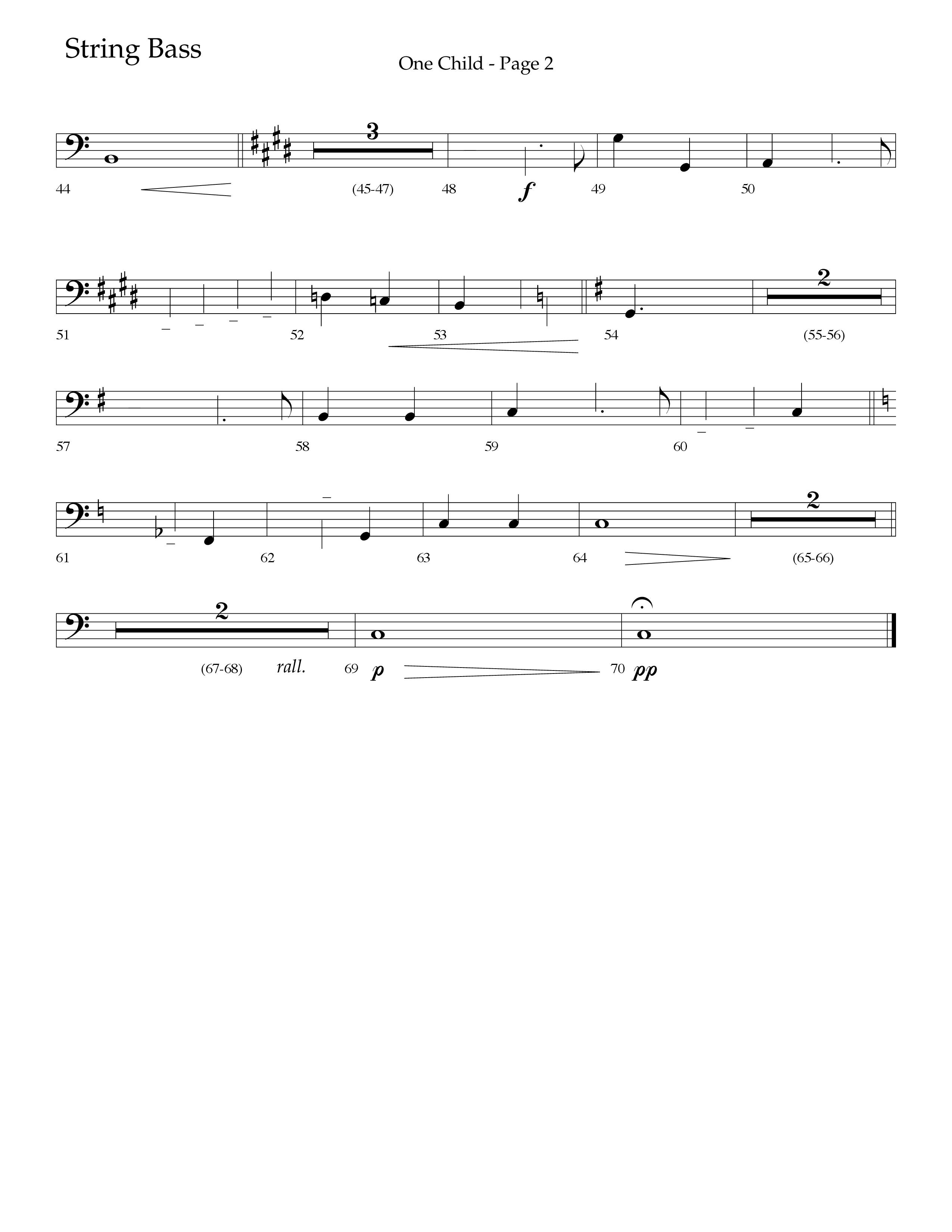 One Child (Choral Anthem SATB) String Bass (Lifeway Choral / Arr. J. Daniel Smith)