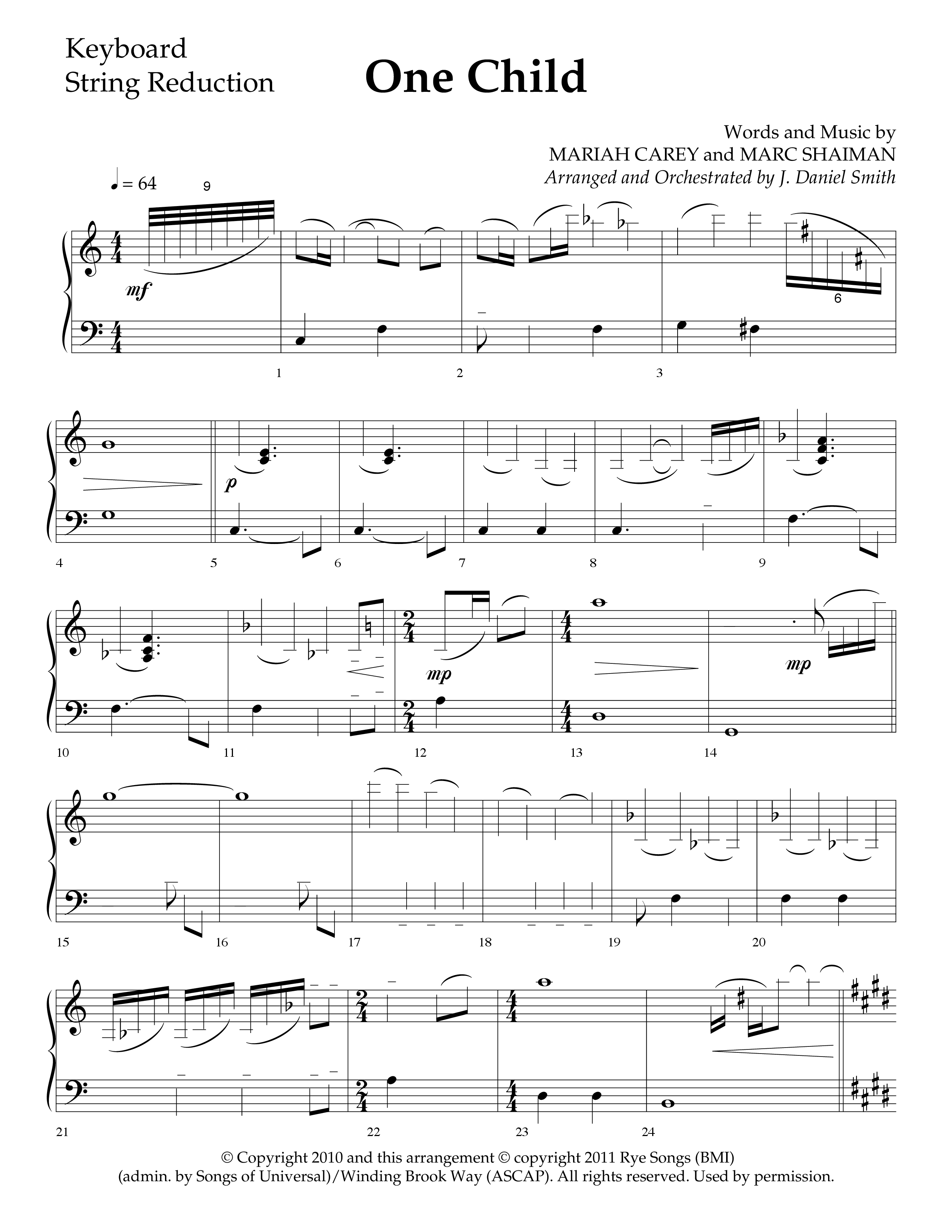 One Child (Choral Anthem SATB) String Reduction (Lifeway Choral / Arr. J. Daniel Smith)