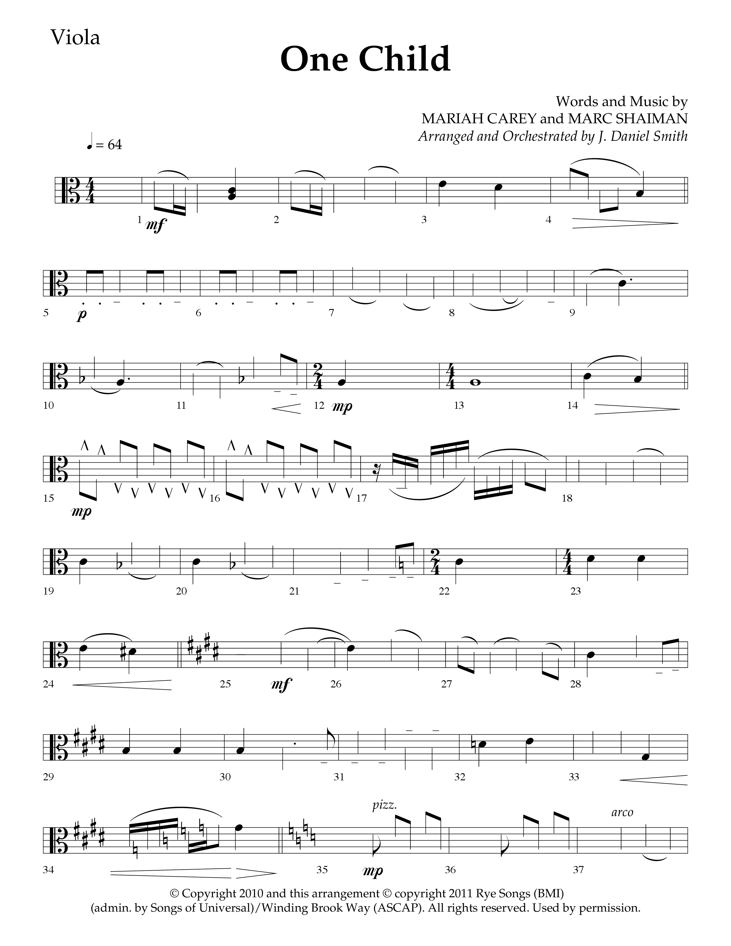 One Child (Choral Anthem SATB) Viola (Lifeway Choral / Arr. J. Daniel Smith)