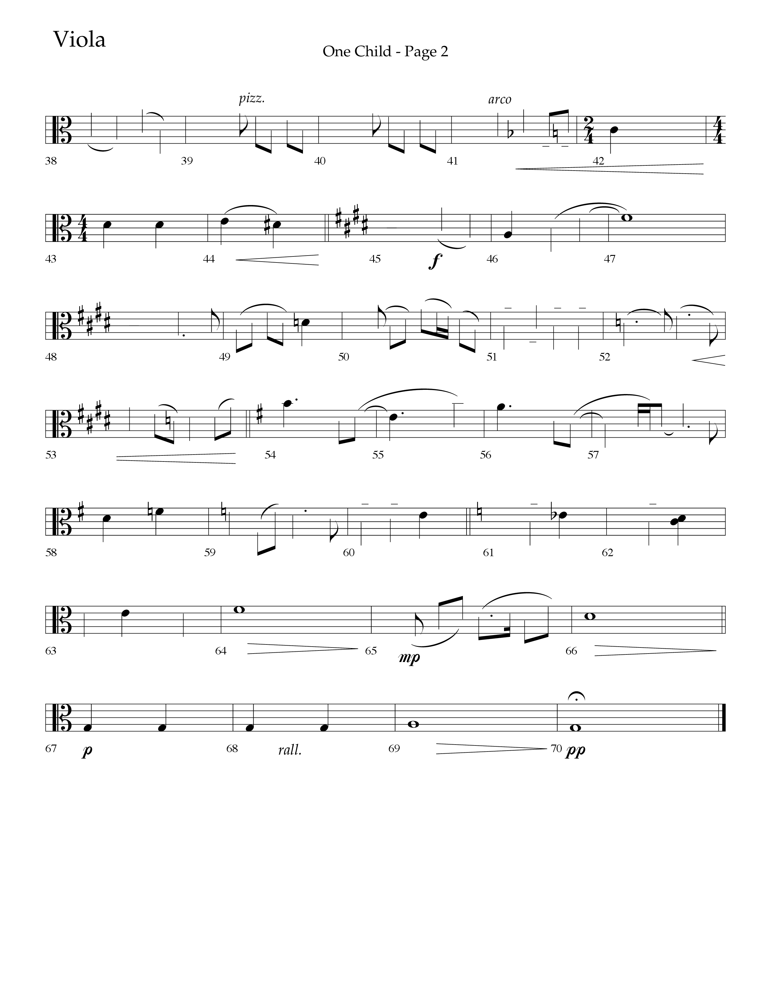 One Child (Choral Anthem SATB) Viola (Lifeway Choral / Arr. J. Daniel Smith)