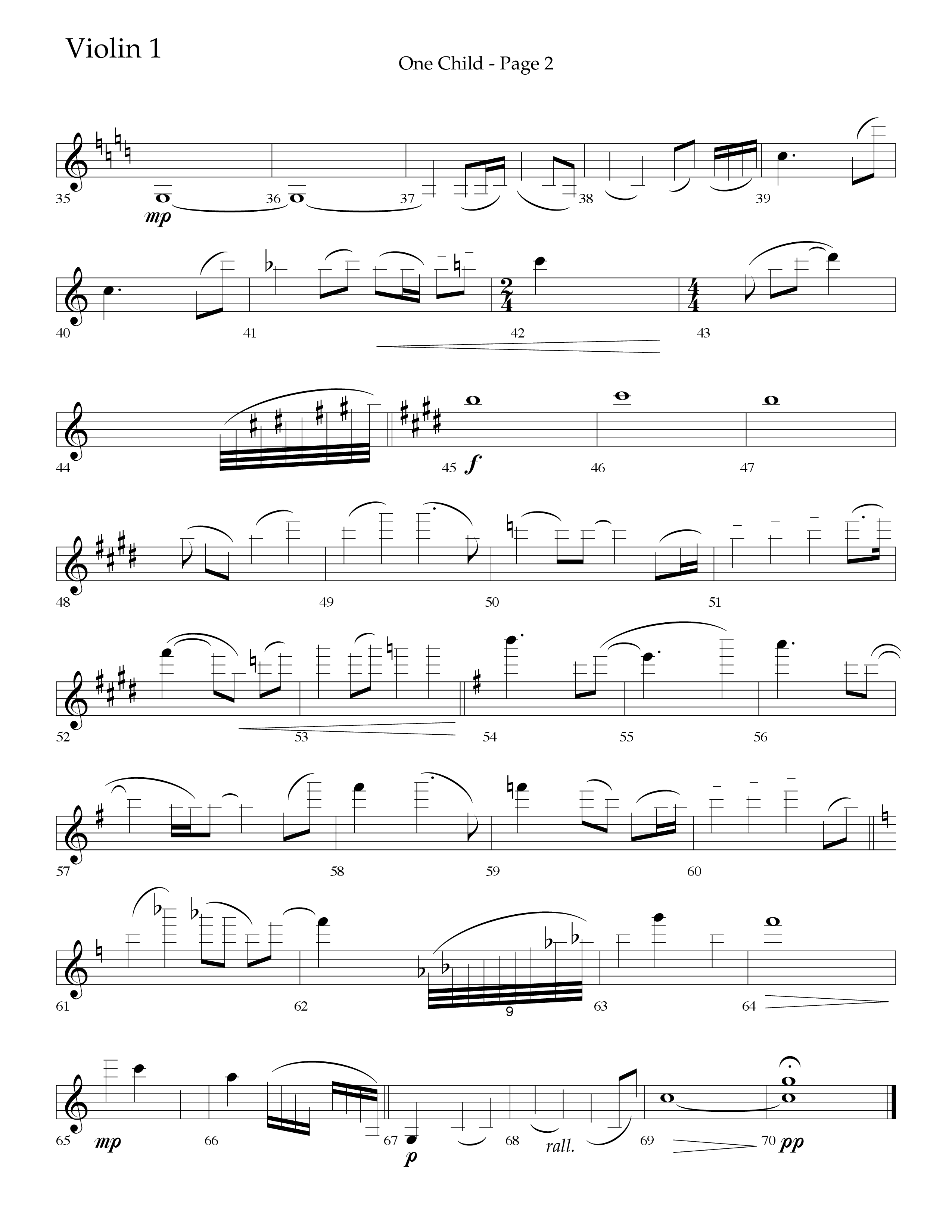 One Child (Choral Anthem SATB) Violin 1 (Lifeway Choral / Arr. J. Daniel Smith)