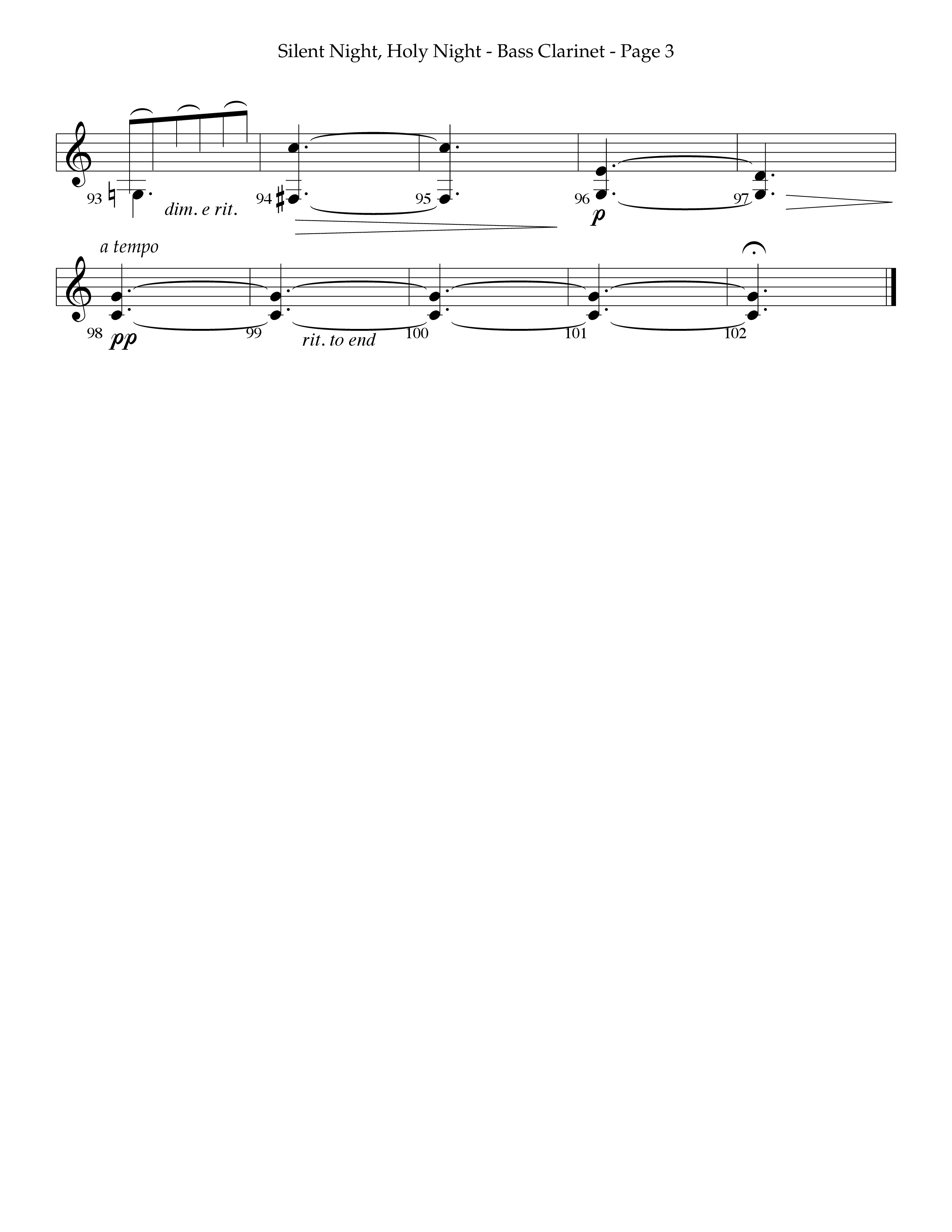 Silent Night (Choral Anthem SATB) Bass Clarinet (Lifeway Choral / Arr. Phillip Keveren)