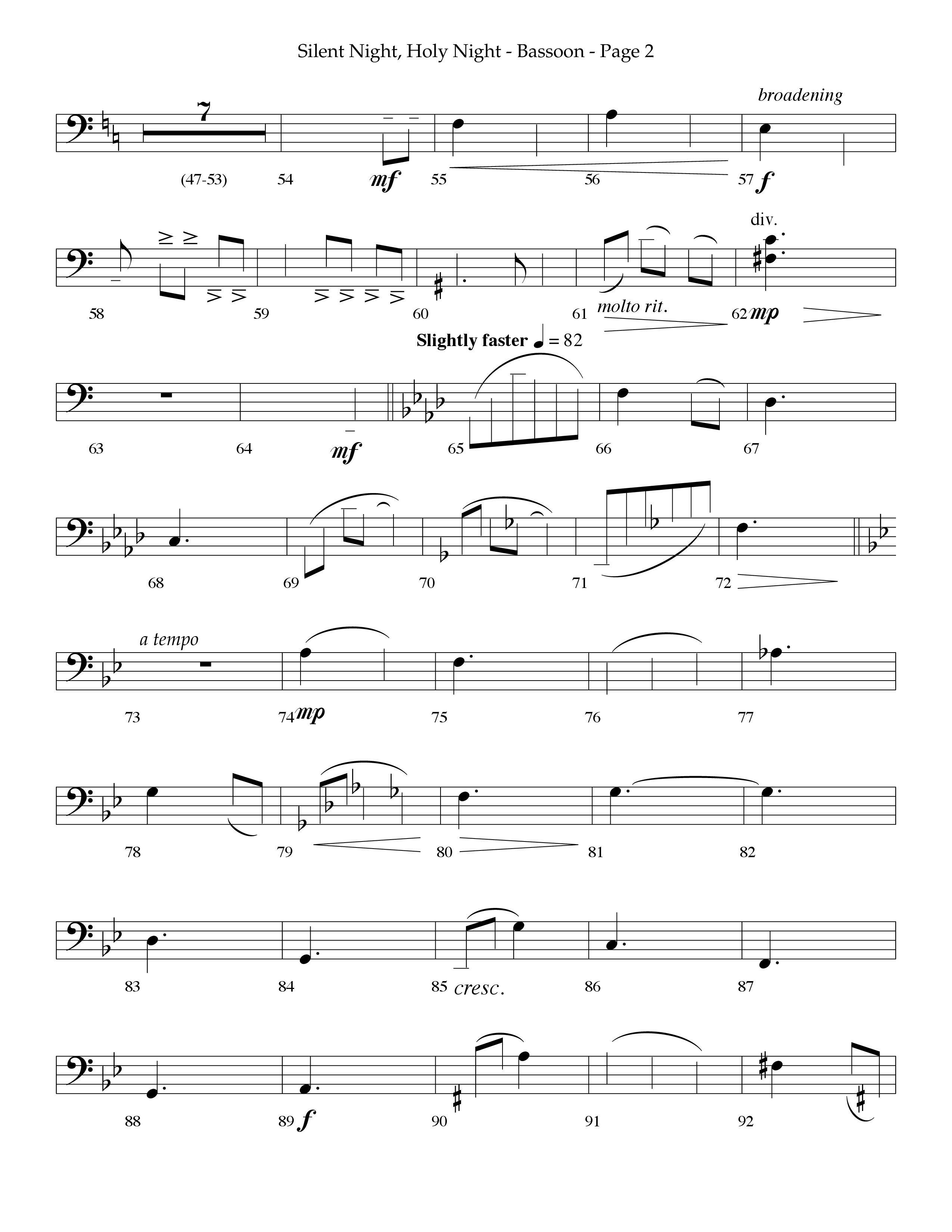 Silent Night (Choral Anthem SATB) Bassoon (Lifeway Choral / Arr. Phillip Keveren)