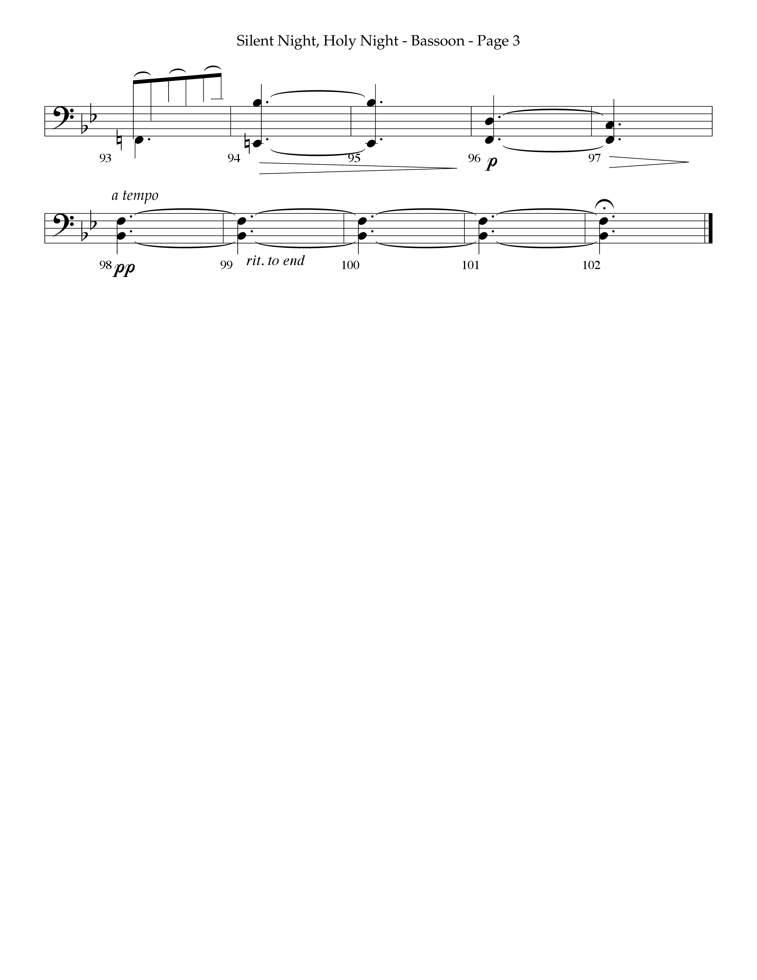 Silent Night (Choral Anthem SATB) Bassoon (Lifeway Choral / Arr. Phillip Keveren)