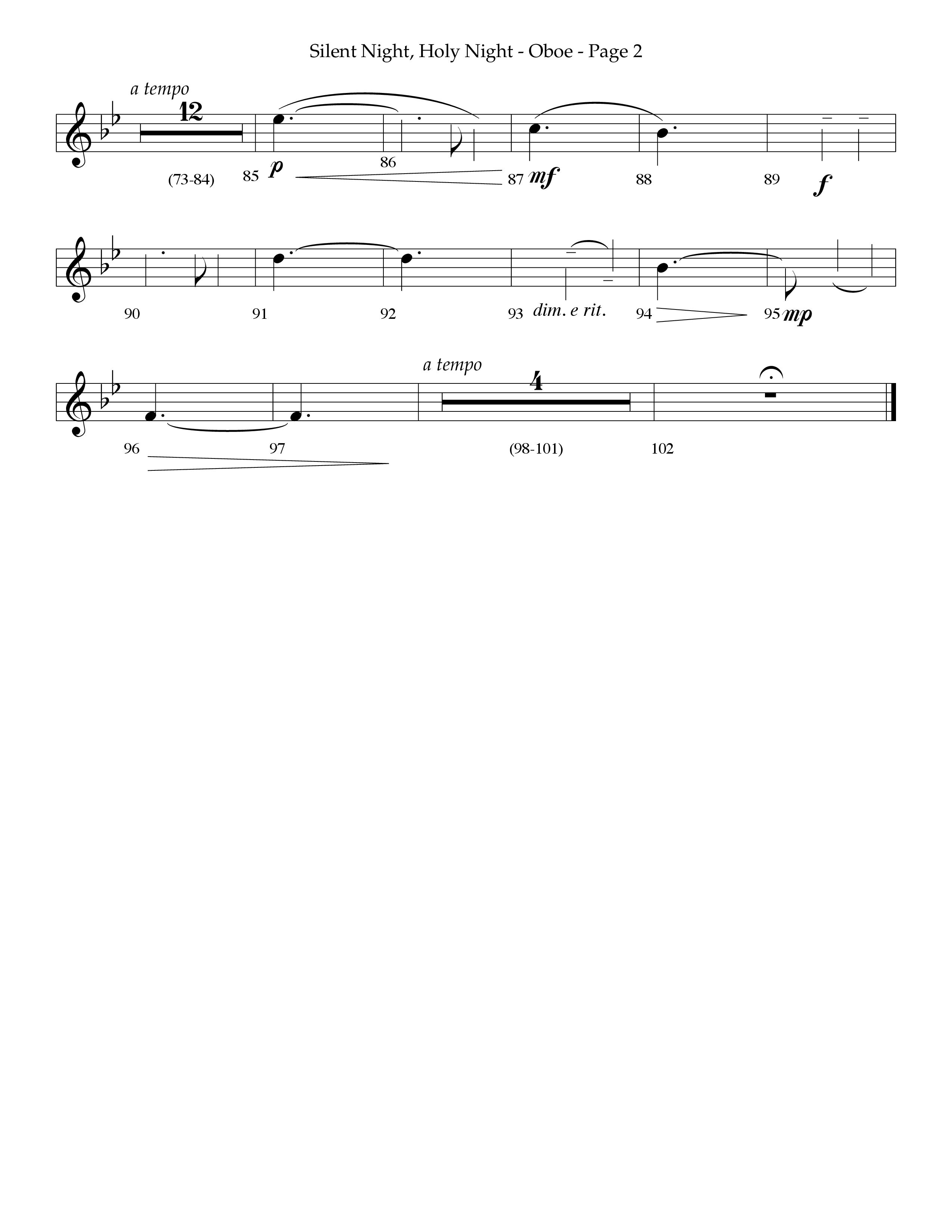 Silent Night (Choral Anthem SATB) Oboe (Lifeway Choral / Arr. Phillip Keveren)
