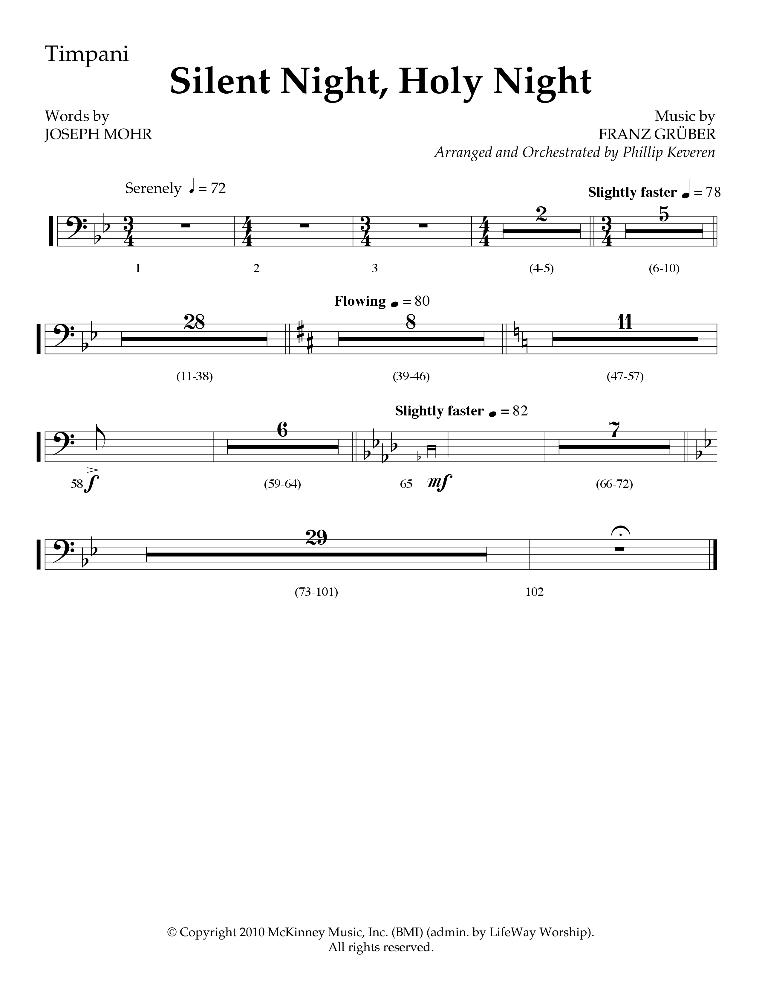 Silent Night (Choral Anthem SATB) Timpani (Lifeway Choral / Arr. Phillip Keveren)